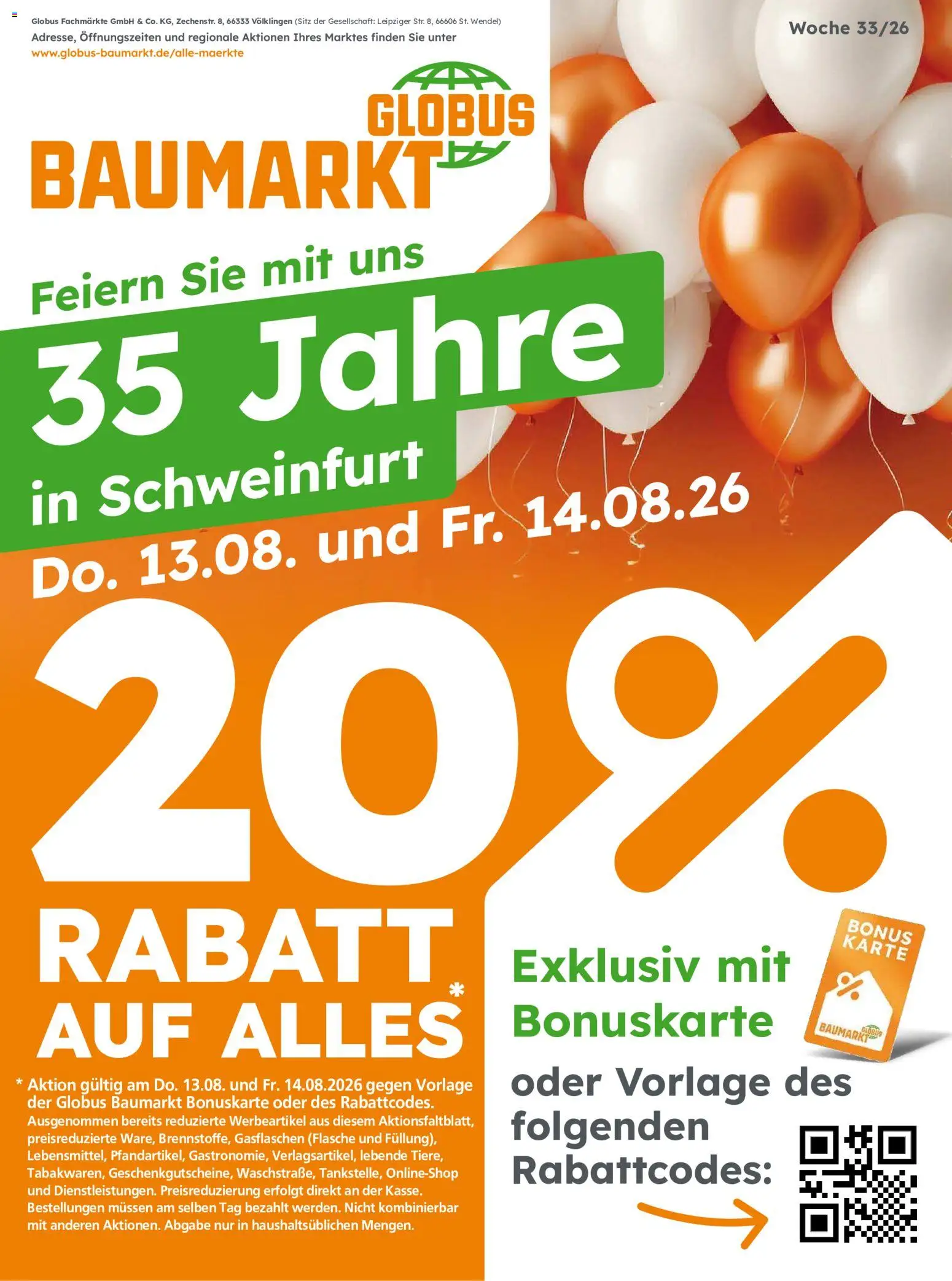 Globus Baumarkt - Prospekt für Schweinfurt – gültig ab 10.08.2026 | Seite: 1