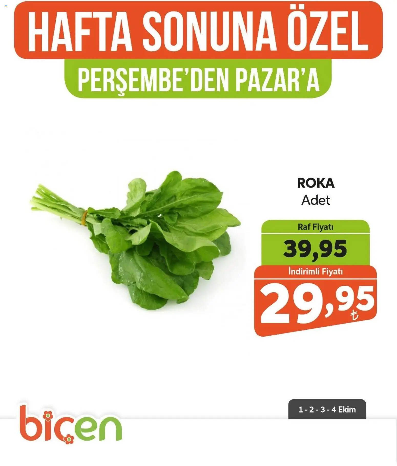 Biçen Market - Hafta Sonuna Özel - Sebze İndirimi - 01 Ekim 2026 tarihinden itibaren geçerlidir | Sayfa: 3 | Ürünler: Raf, Roka