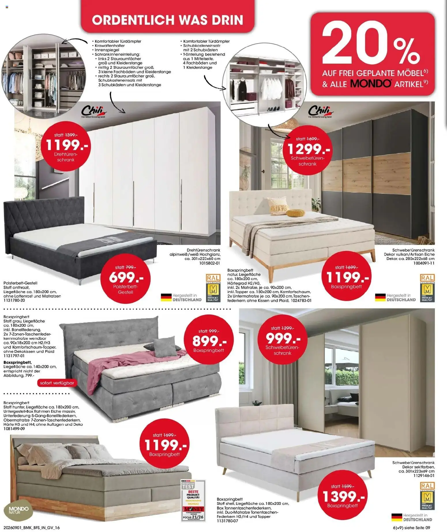Möbel Martin Aktueller Prospekt (ab 01.09.2026) zum Blättern | Seite: 16 | Produkte: Kissen, Lattenrost, Boxspringbett, Box