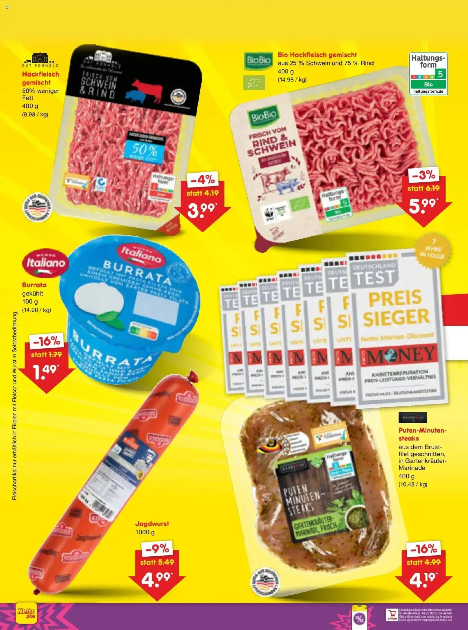 Netto Marken-Discount - Netto: Wochenangebote – gültig ab 05.07.2026 | Seite: 4 | Produkte: Burrata, Wurst, Pasta, Hackfleisch
