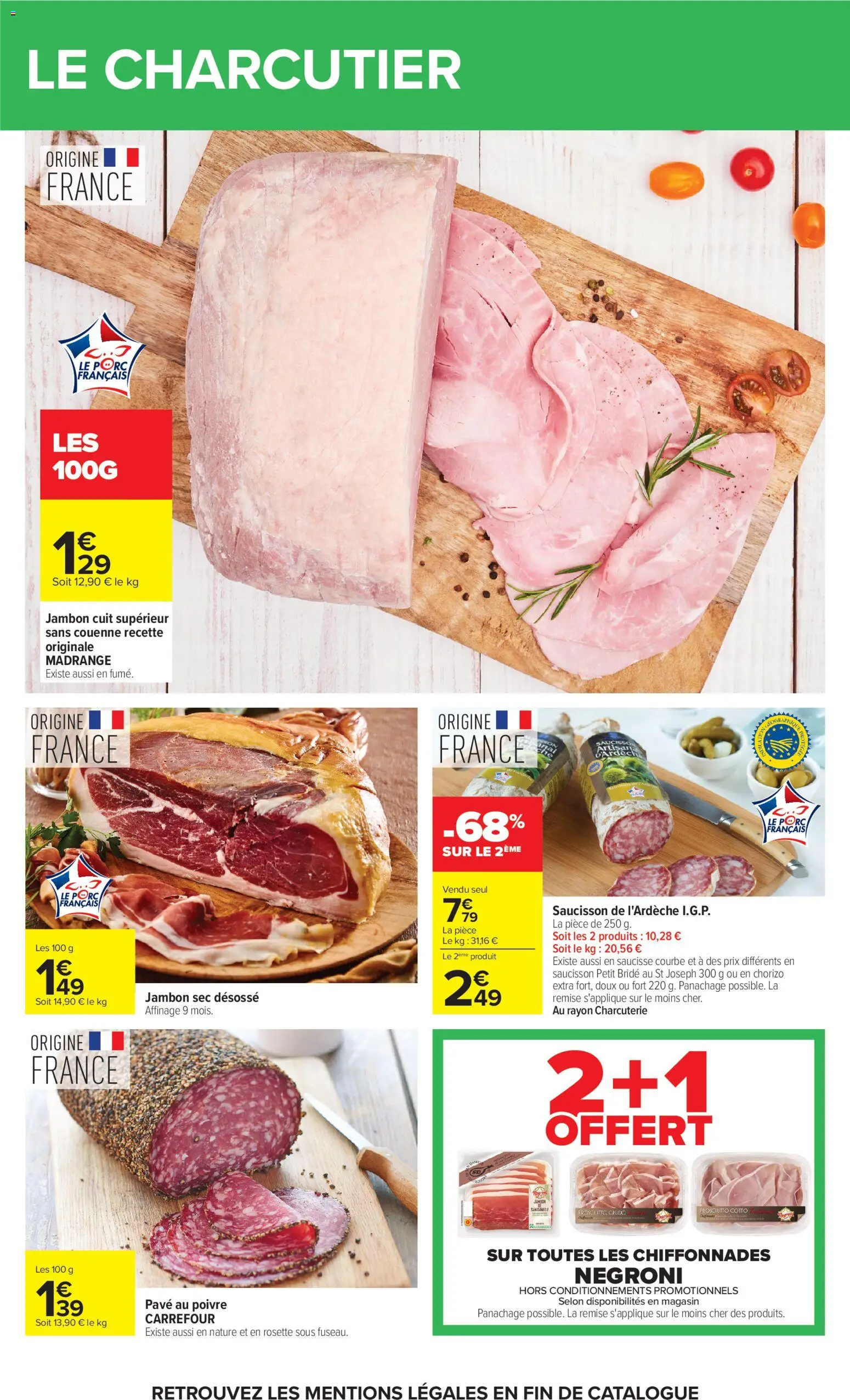 {H1} | Page: 25 | Produits: Saucisson, Poivre, Jambon, Saucisse