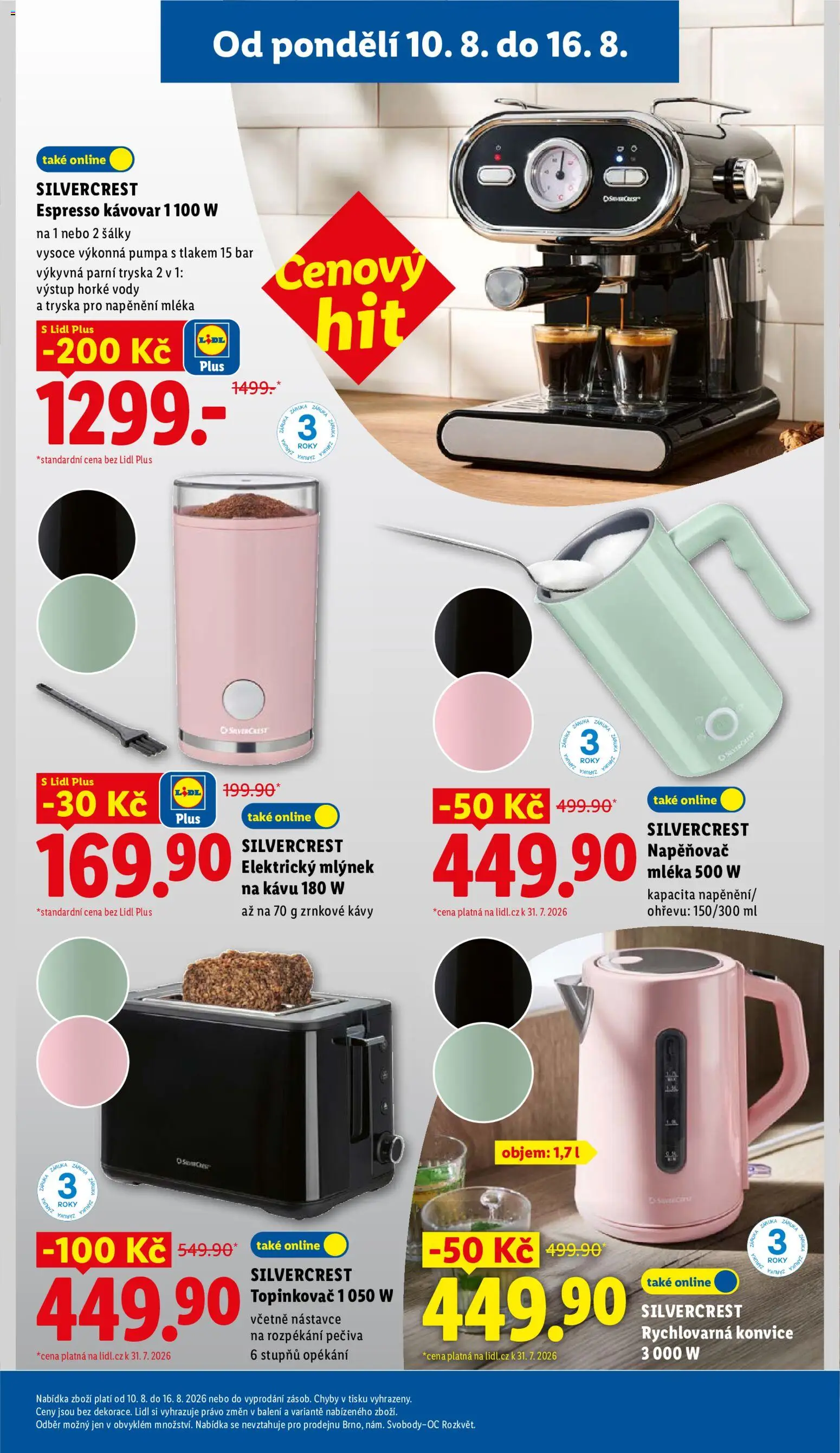 Lidl leták - Spotřební zboží od 10.08.2026 | Strana: 3 | Produkty: Mlýnek na kávu, Konvice, Topinkovač, Pumpa