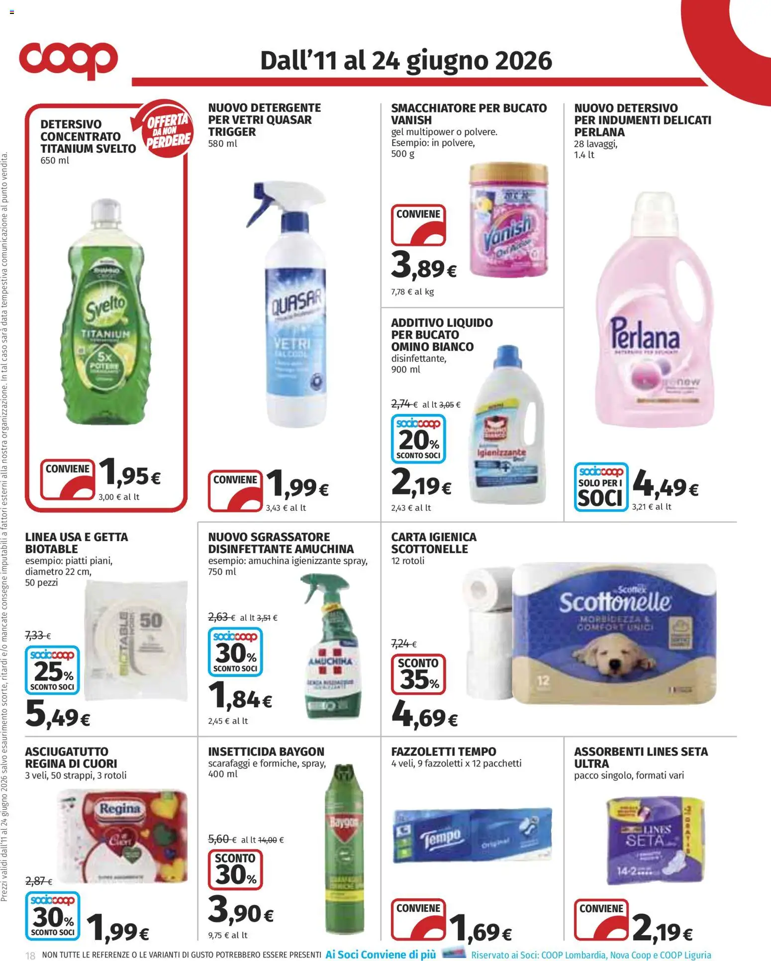Volantino COOP del 11.06.2026 | Pagina: 18 | Prodotti: Carta igienica, Smacchiatore, Fazzoletti, Data
