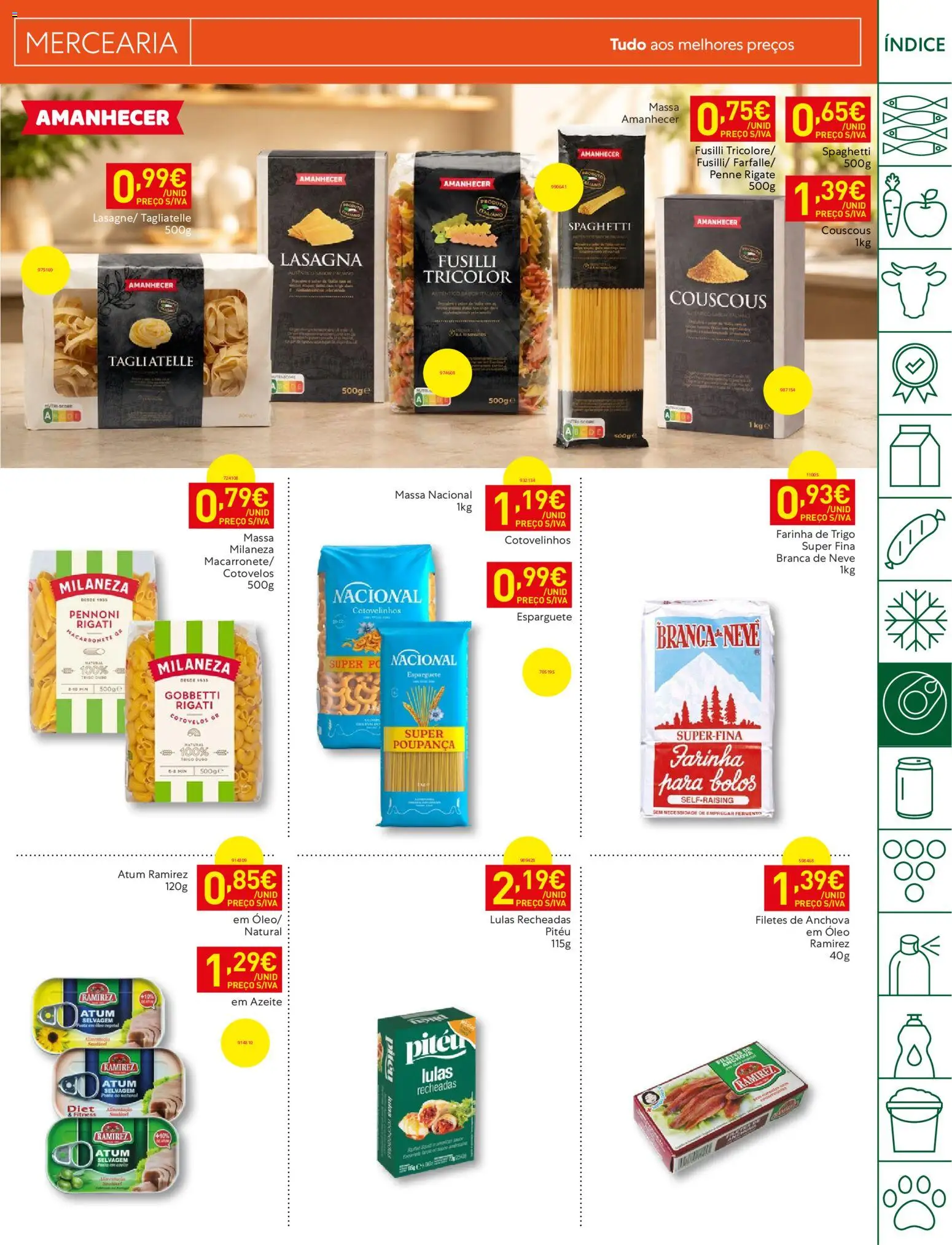 Recheio folheto │ válido de 21/07/2026 | Página: 17 | Produtos: Esparguete, Farinha de trigo, Milaneza, Massa milaneza