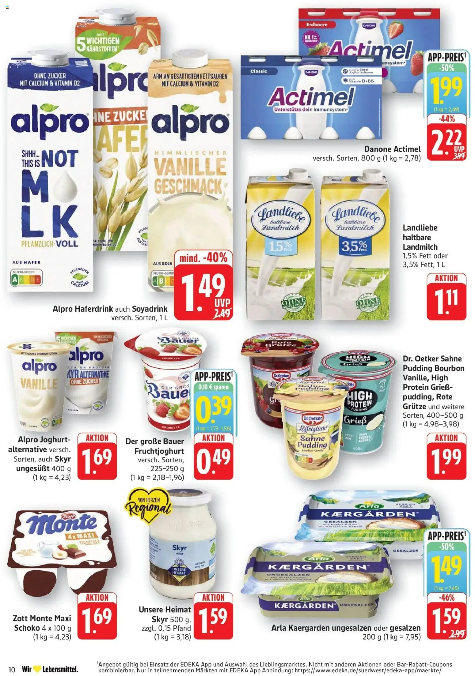 Edeka prospekt Pirmasens – gültig ab 08.06.2026 | Seite: 10 | Produkte: Pudding, Skyr, Alpro, Bourbon
