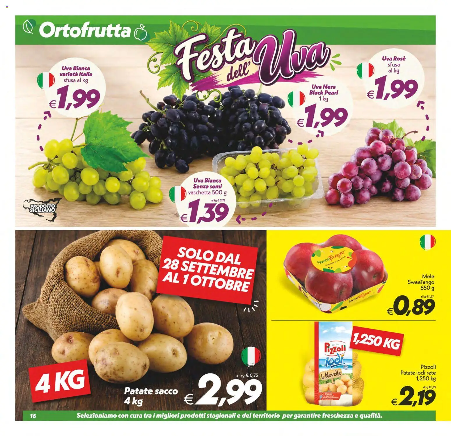 Volantino SuperConveniente del 22/09/2026 | Pagina: 16 | Prodotti: Mele, Patate, Uva