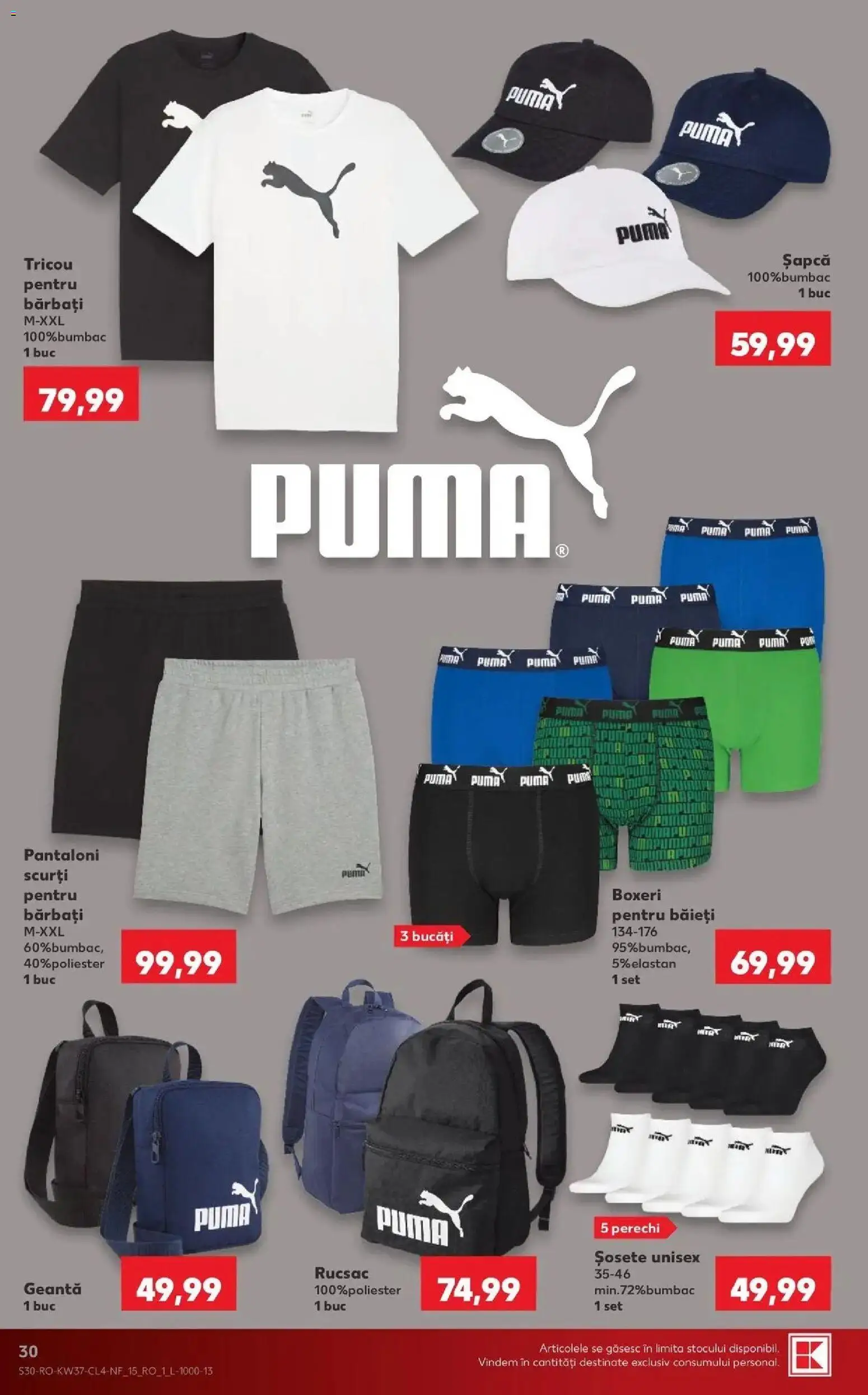 Kaufland Focșani 09.09.2026 - Revista si Oferta | Pagină: 30 | Produse: Pantaloni, Pantaloni scurți, Șosete, Rucsac