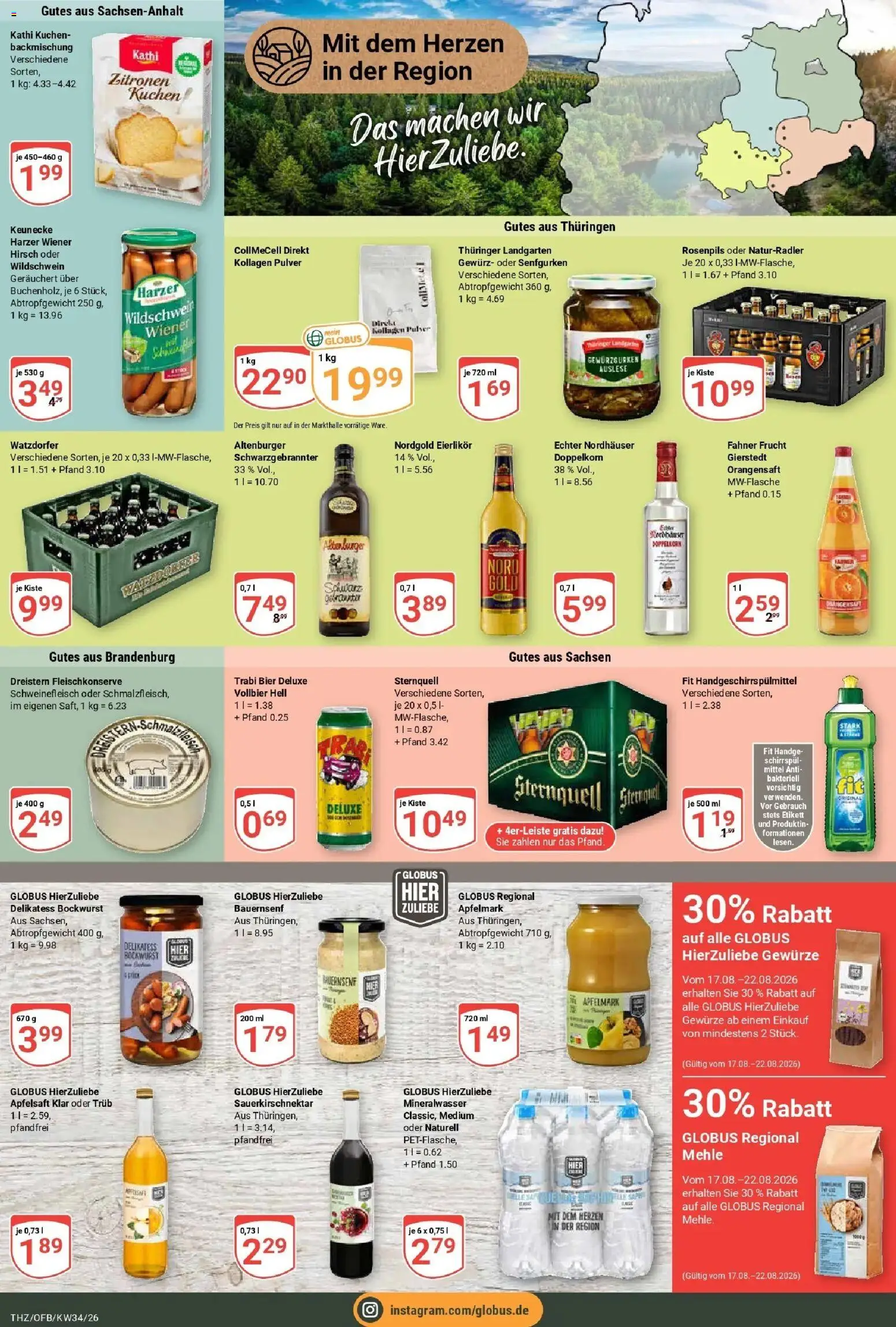 Globus Prospekt Zeitz (ab 17.08.2026) » Angebote online | Seite: 5 | Produkte: Bockwurst, Apfelsaft, Kuchen, Zitronen