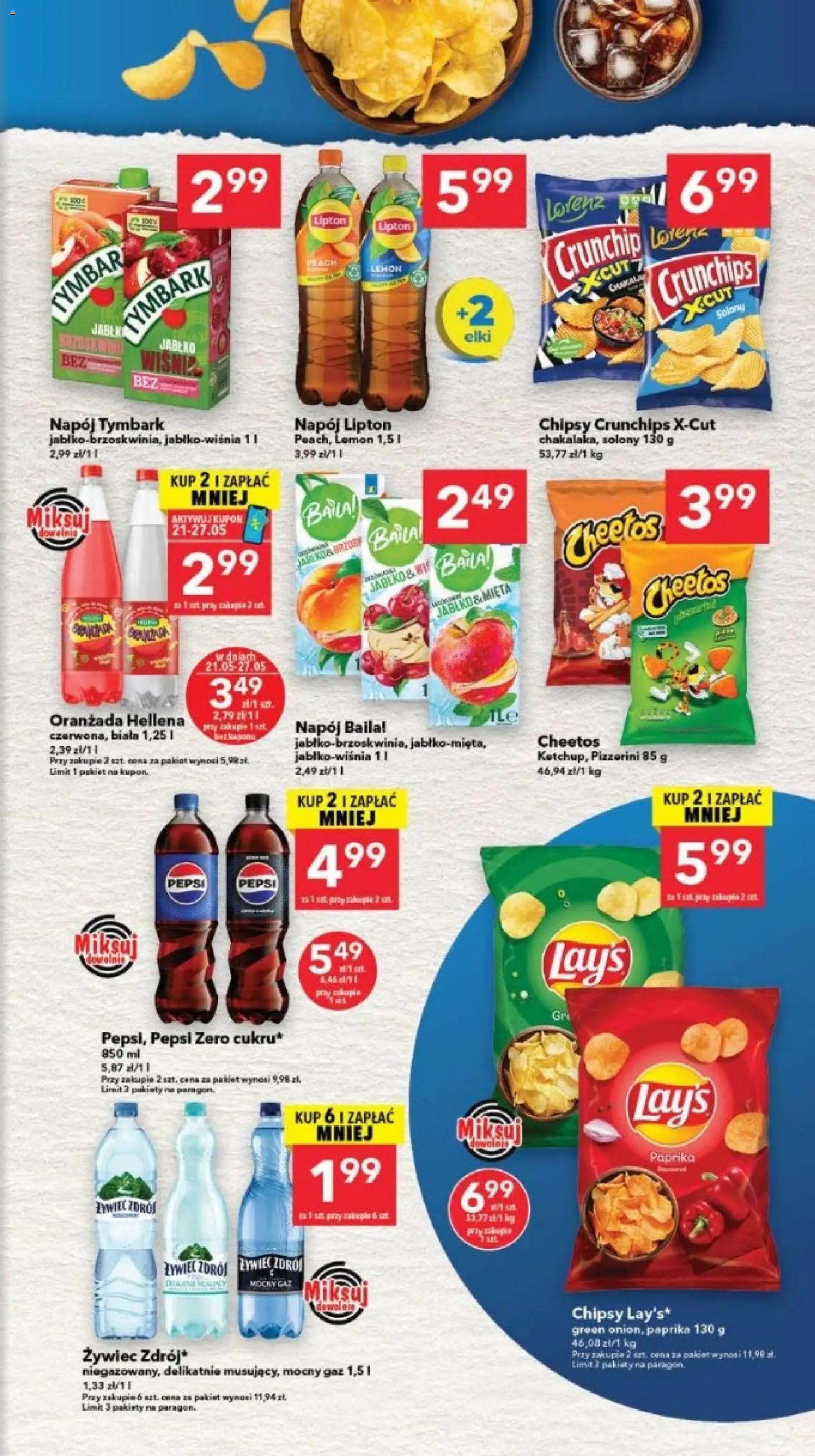 Lewiatan gazetka - Szczecin od 21.05.2026 | Strona: 13 | Produkty: Chipsy, Pepsi, Oranżada hellena, Mięta