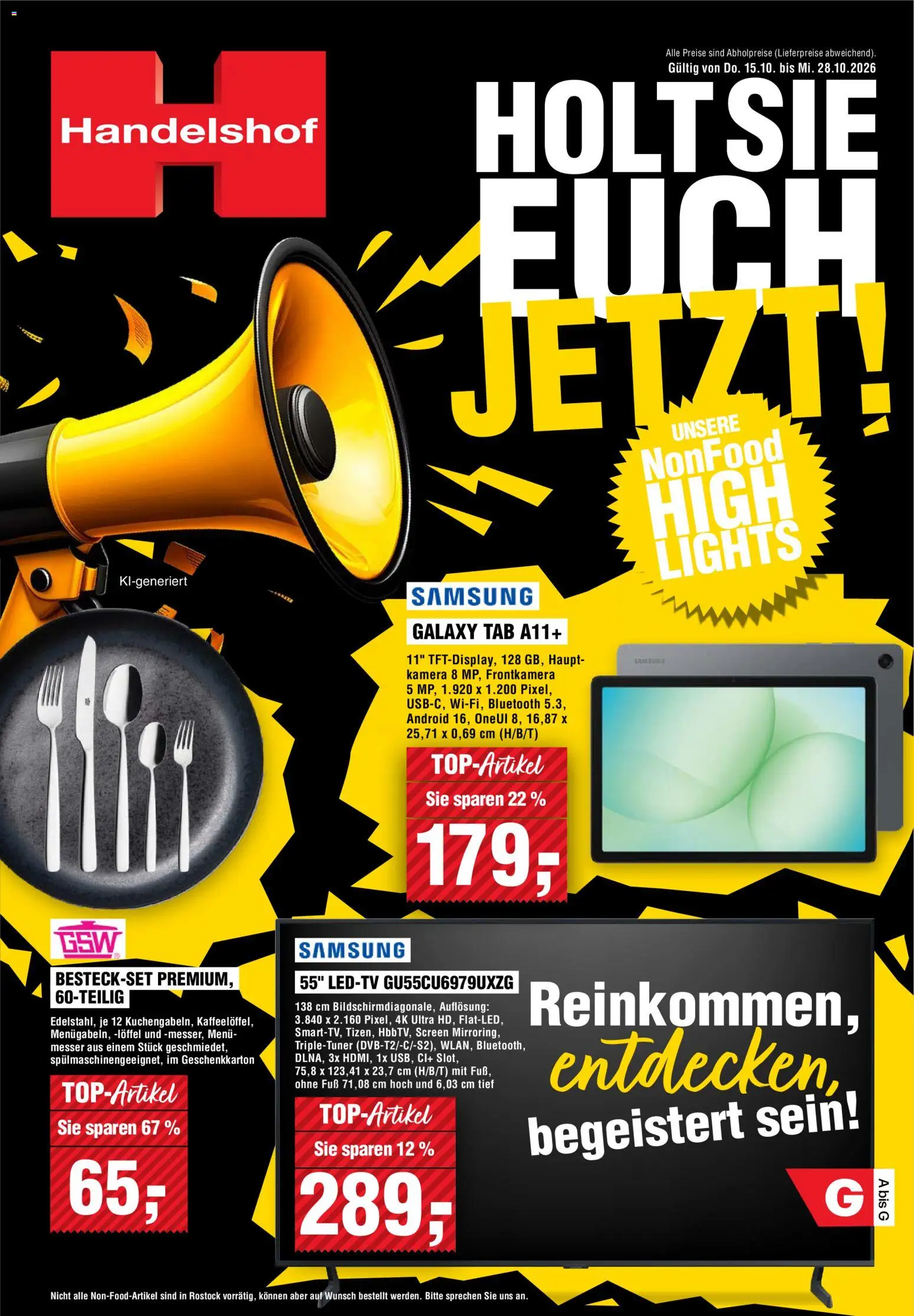 Handelshof Non-Food Highlights – gültig ab 15.10.2026 | Seite: 1 | Produkte: Kamera, Samsung