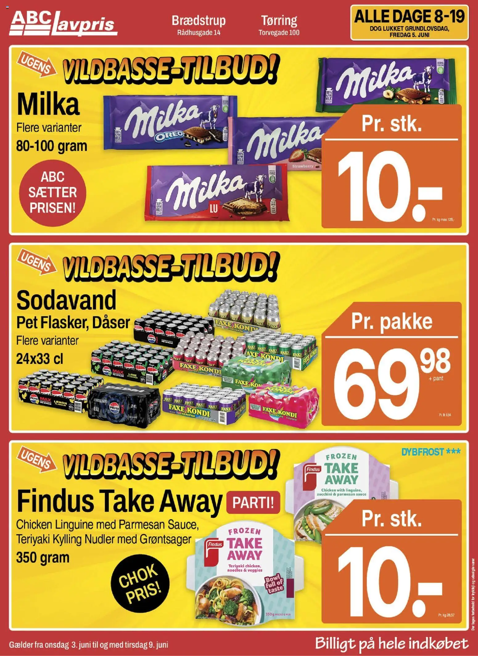 Abc Lavpris tilbudsavis – gyldig fra 03.06.2026 | Side: 1 | Produkter: Nudler, Sodavand, Faxe Kondi, Oreo