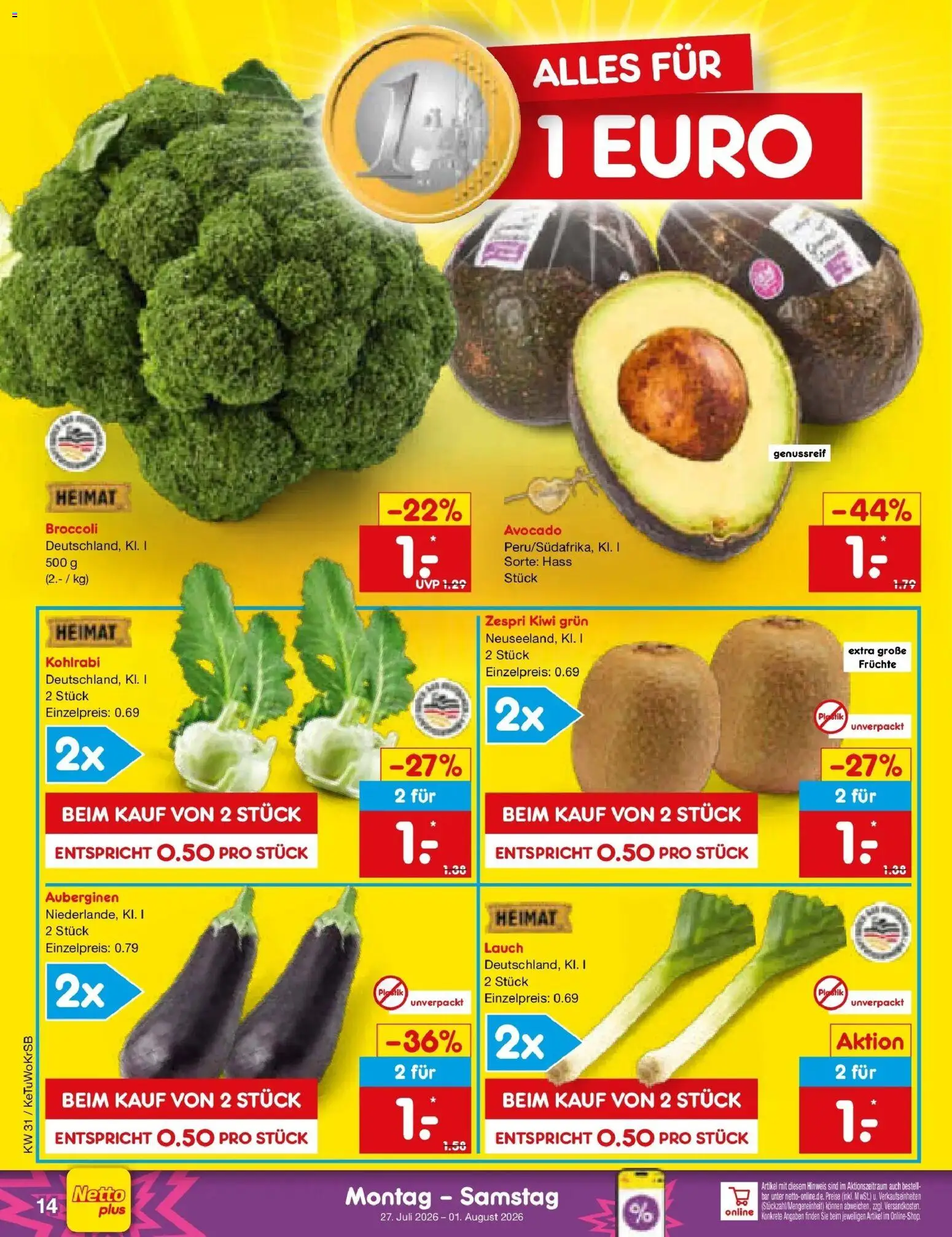 Netto Marken-Discount Prospekt Kruft – gültig ab 27.07.2026 | Seite: 24 | Produkte: Kohlrabi, Avocado, Kiwi