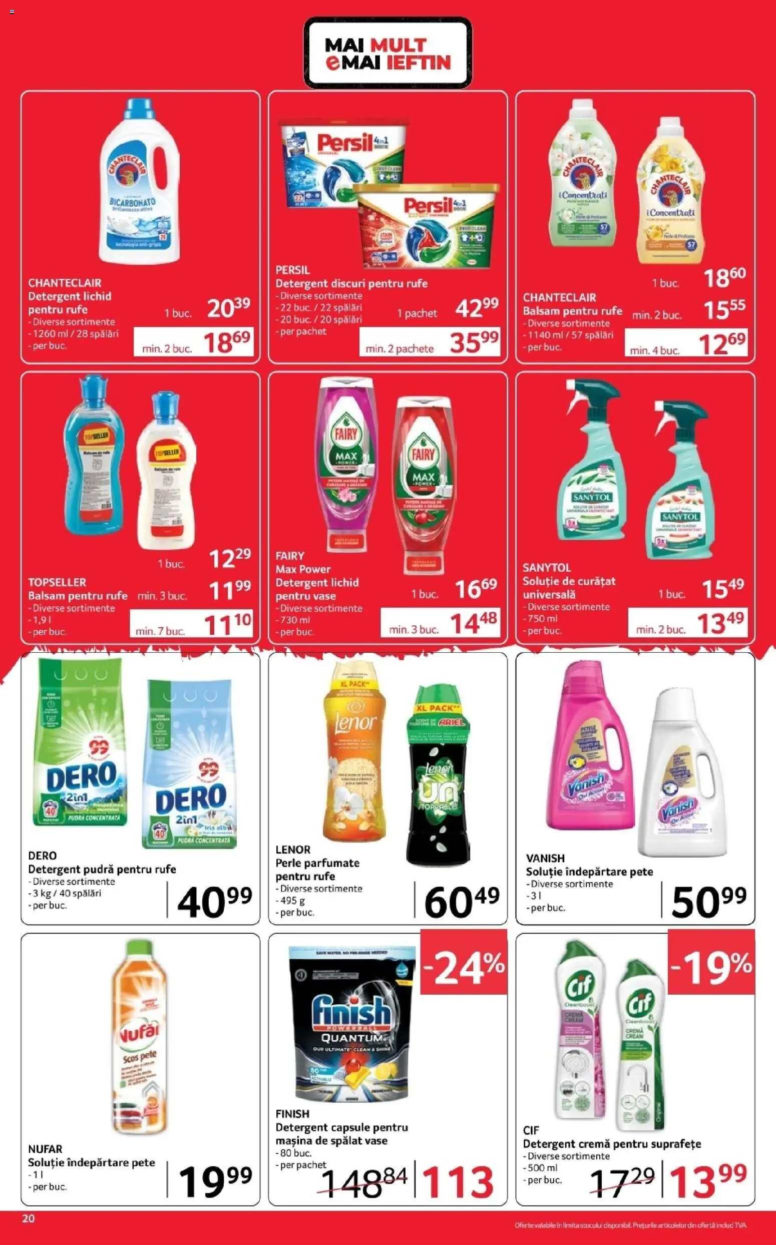 Noul catalog Selgros – valabil de la 30.10.2026 | Pagină: 20 | Produse: Clean, Mașină De Spălat, Vase, Balsam pentru rufe