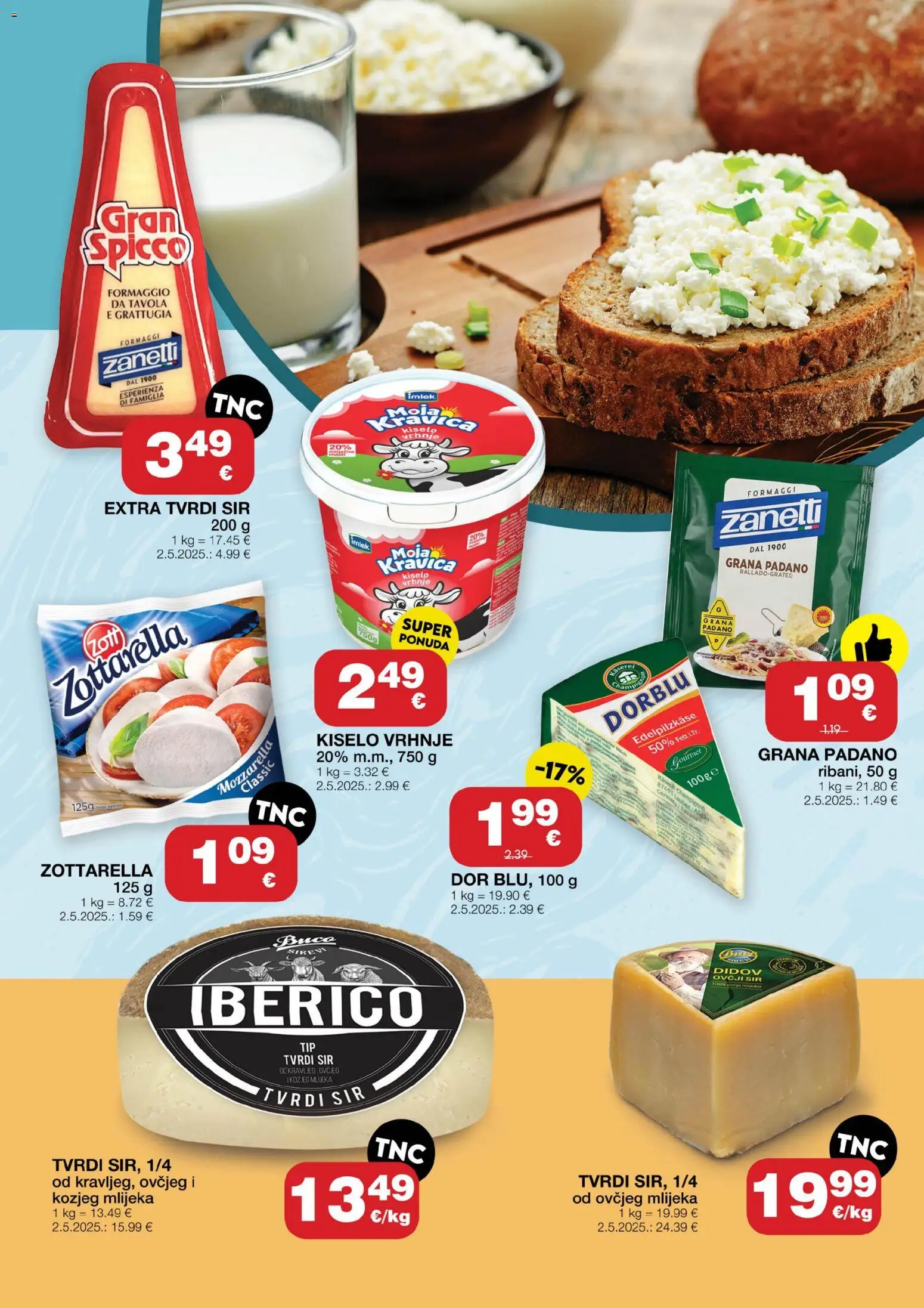 Stanić Diskont katalog | vrijedi od 28.05.2026 | Stranica: 5 | Proizvodi: Grana Padano, Sir, Kiselo vrhnje, Tvrdi sir