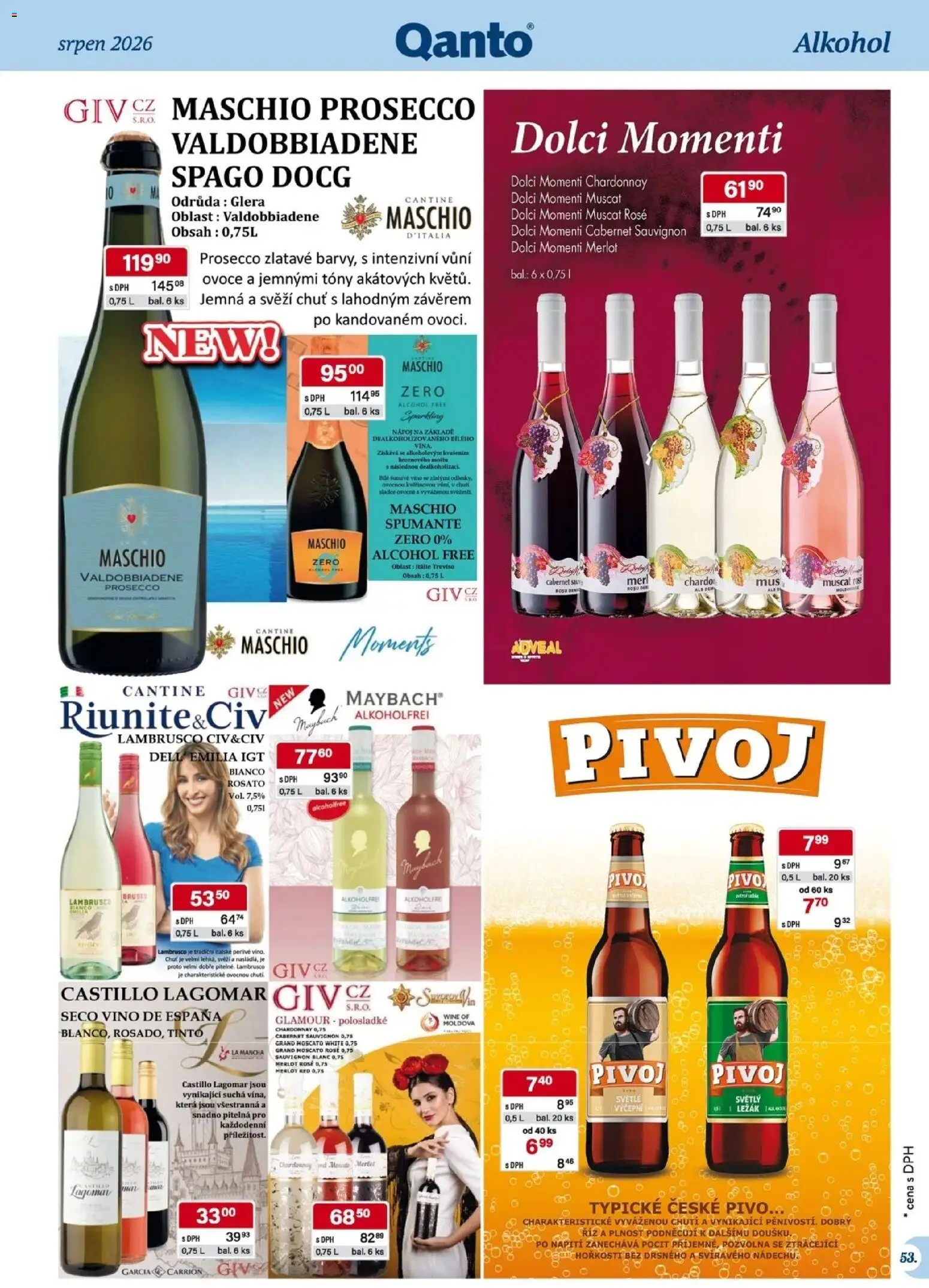 Astur & Qanto leták - Velkoobchod 08/2026 od 01.08.2026 | Strana: 53 | Produkty: Ovoce, Prosecco, Šumivé víno, Pěna