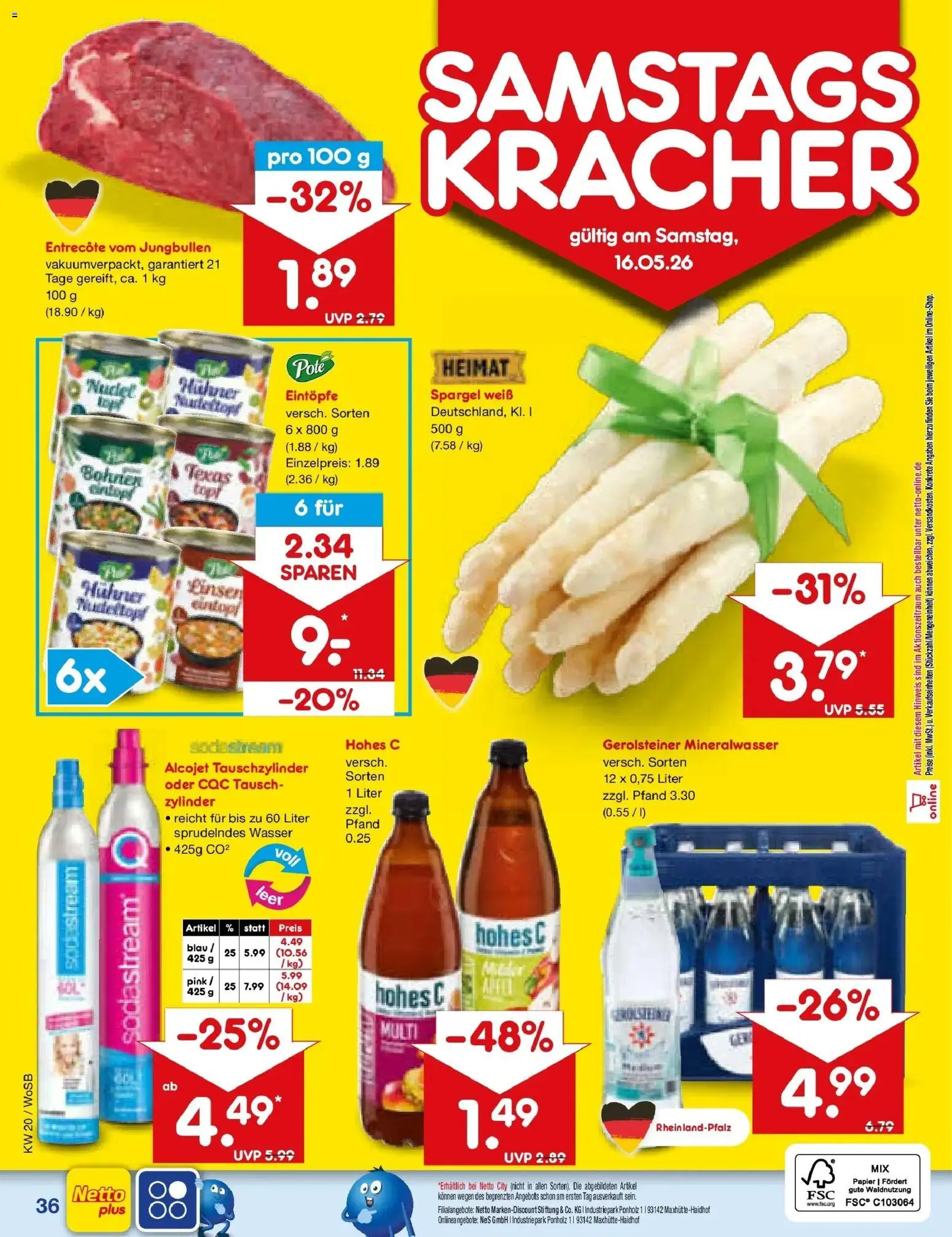 Netto Marken-Discount Prospekt Mannheim	 – gültig ab 10.05.2026 | Seite: 45 | Produkte: Spargel, Mineralwasser, Hohes c, Gerolsteiner