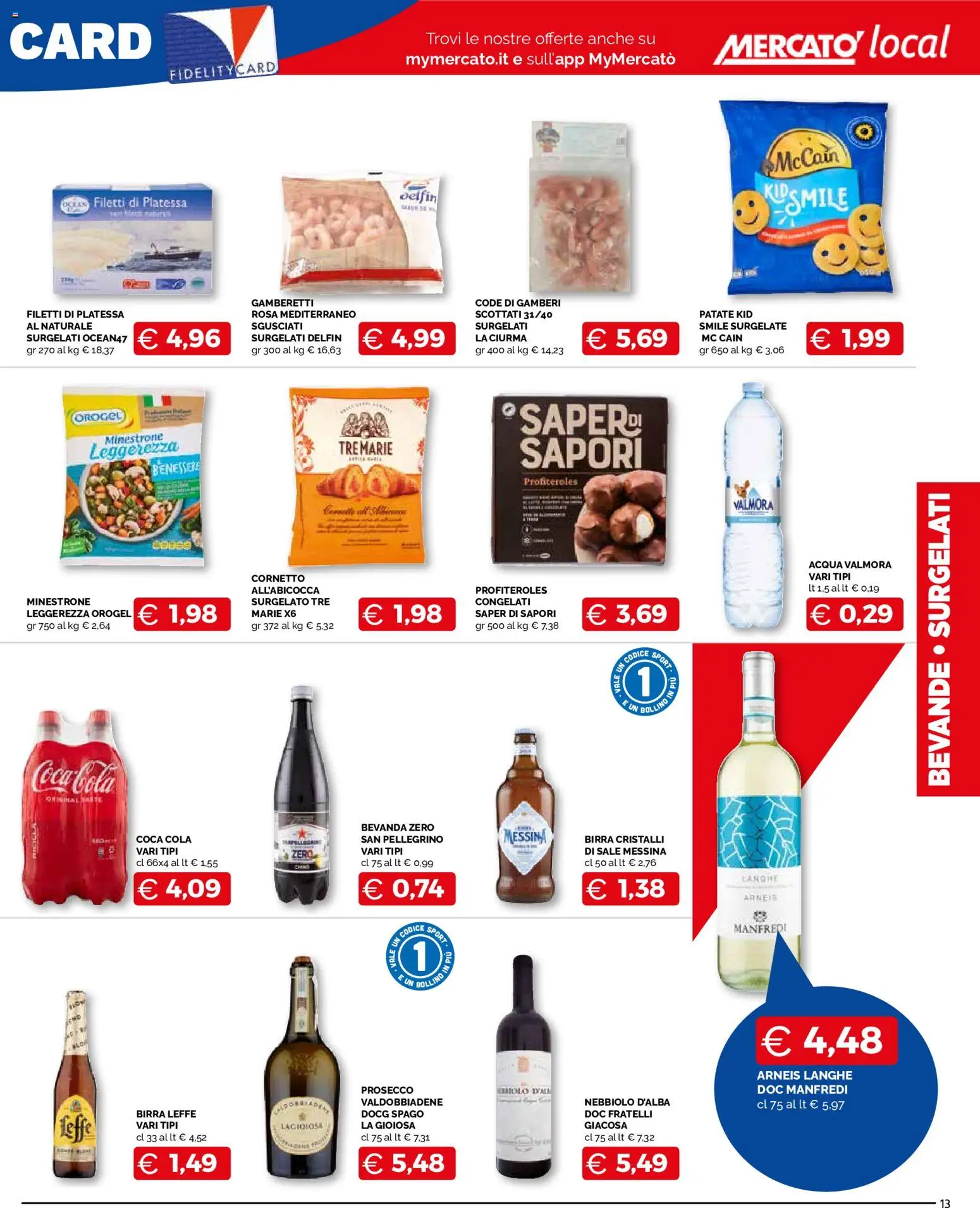 Volantino Mercatò del 12/10/2026 | Pagina: 13 | Prodotti: Birra Leffe, Prosecco, Patate, Gamberetti