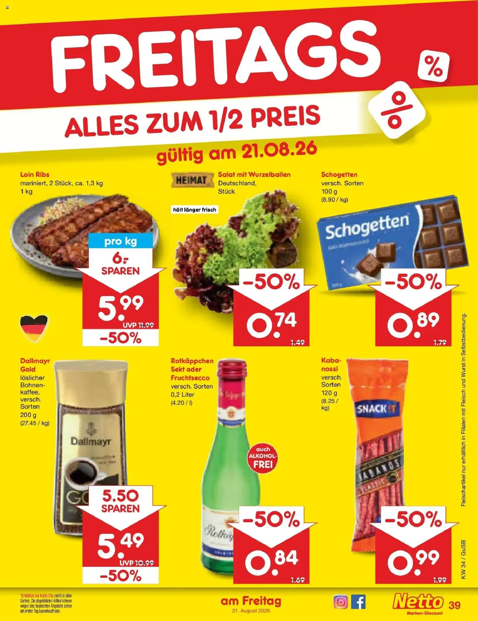 Netto Marken-Discount Prospekt Machern – gültig ab 17.08.2026 | Seite: 61 | Produkte: Sekt, Fruchtsecco, Schogetten, Salat