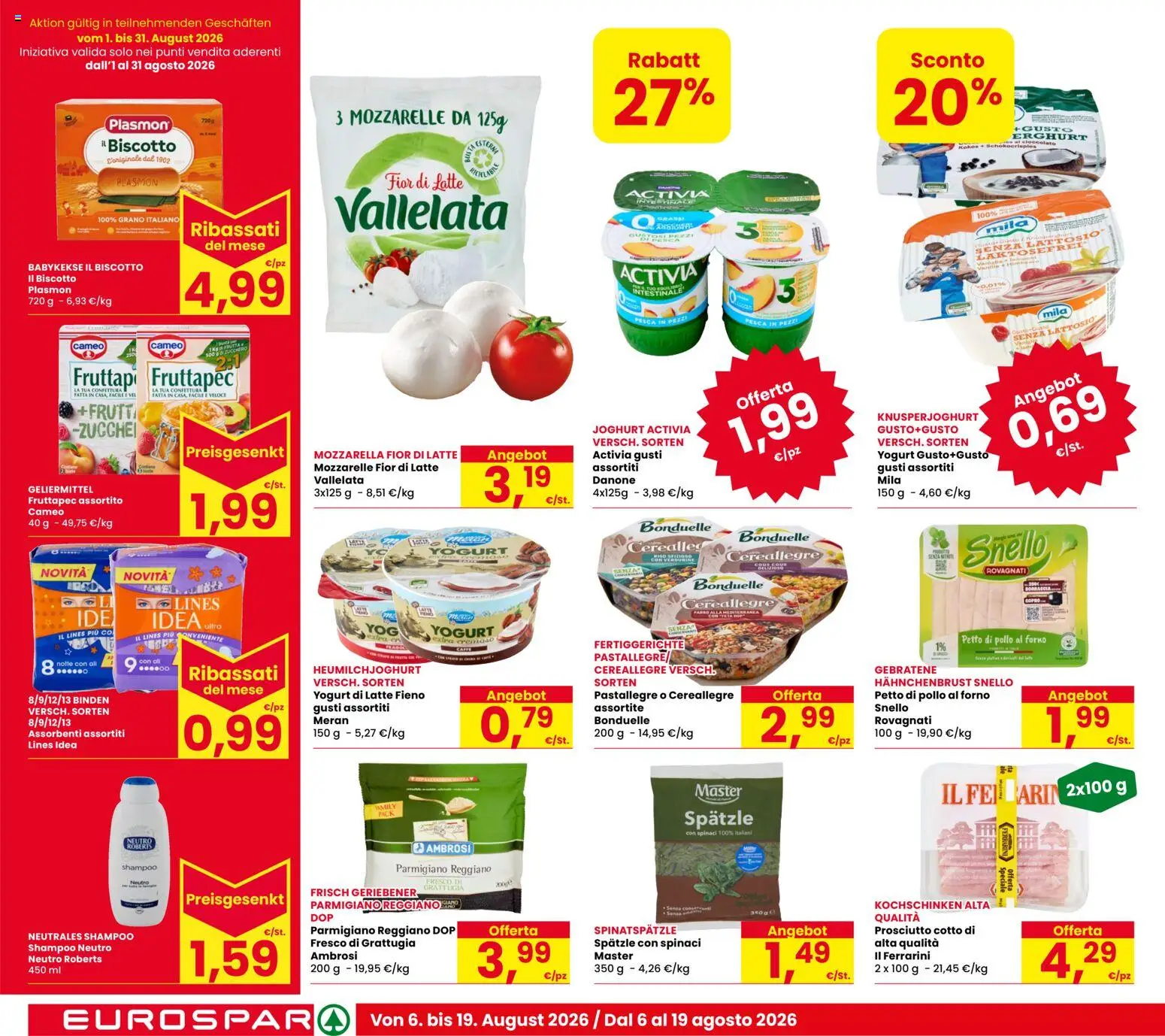 Volantino Eurospar del 06/08/2026 | Pagina: 12 | Prodotti: Shampoo, Yogurt, Pollo, Forno
