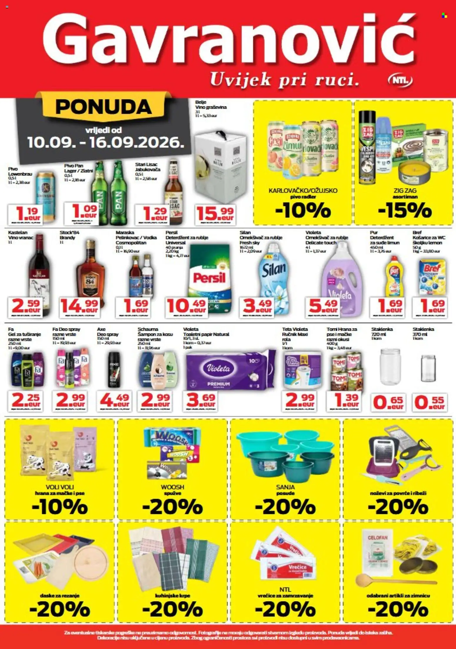 Gavranović katalog | vrijedi od 10.09.2026 | Stranica: 4 | Proizvodi: Hrana za mačke, Lager, Violeta, Spužve