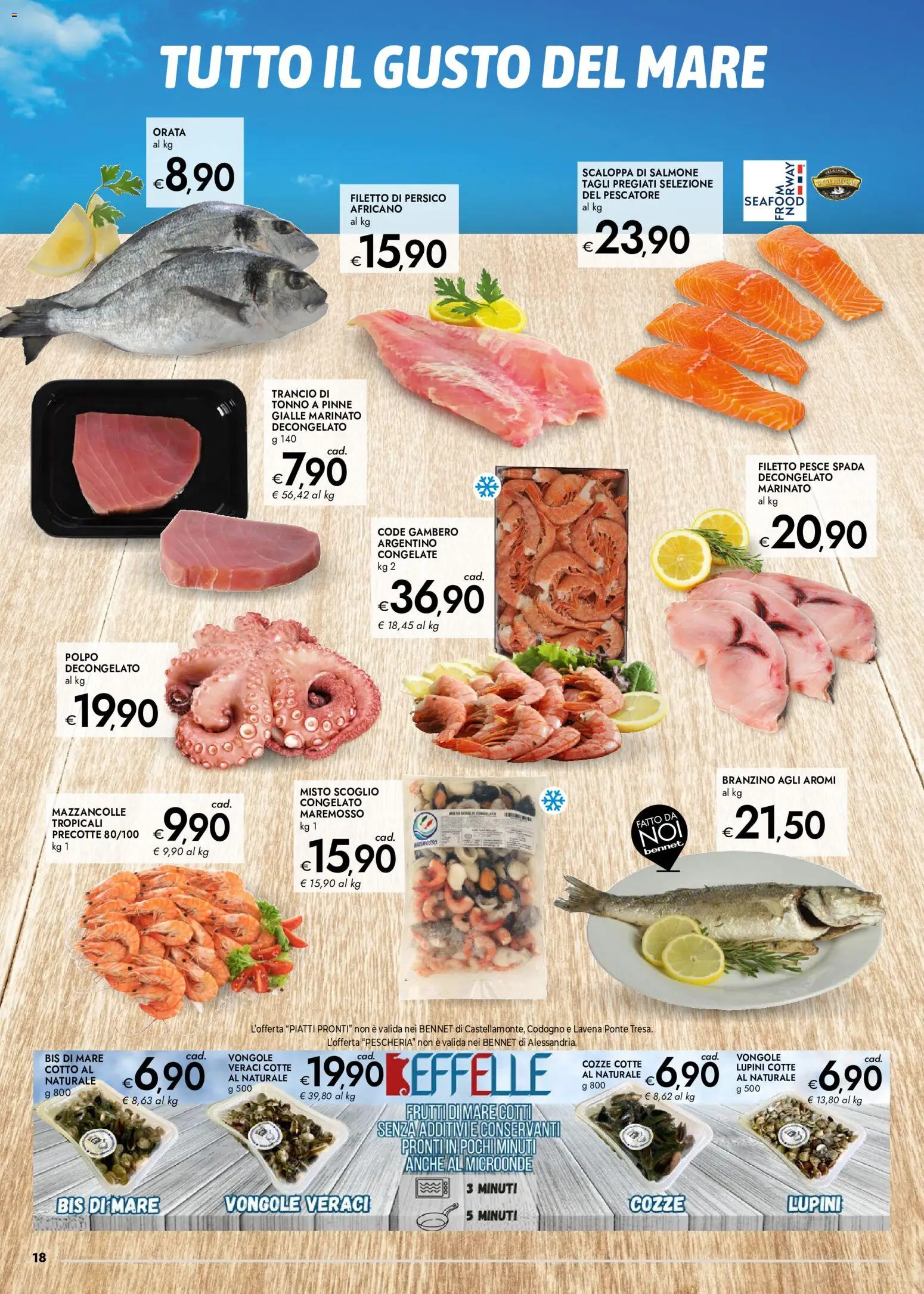 Volantino bennet del 10/09/2026 | Pagina: 18 | Prodotti: Salmone, Piatti pronti, Polpo, Tonno