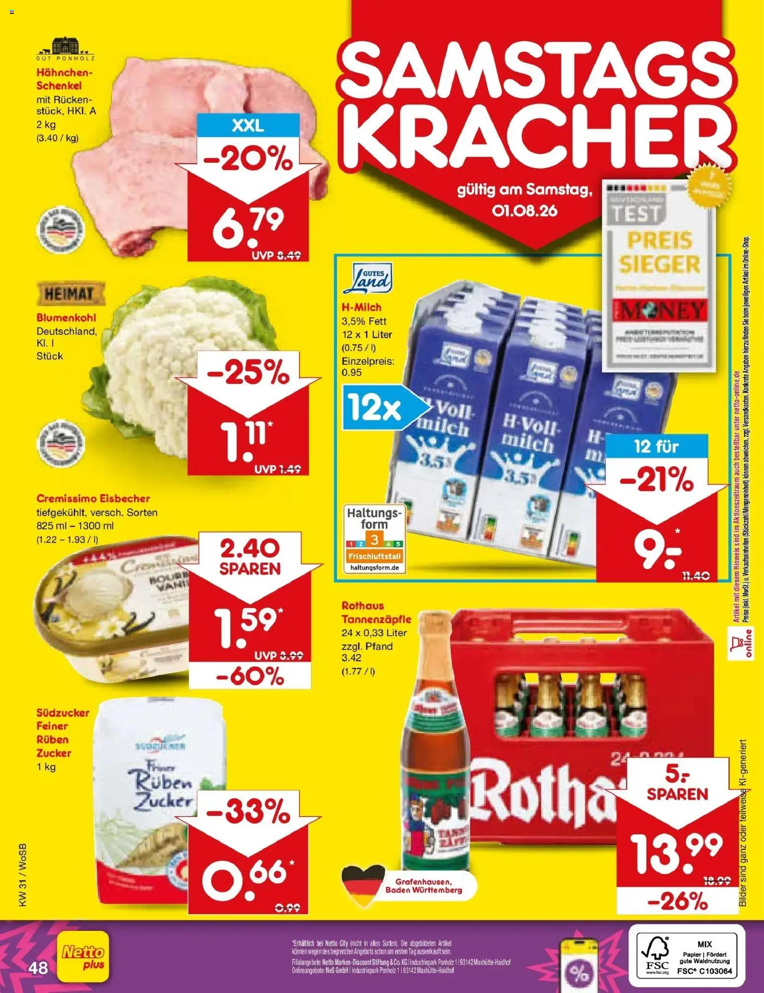 Netto Marken-Discount Prospekt Ludwigshafen-Edigheim – gültig ab 27.07.2026 | Seite: 67 | Produkte: Hahnchen, Milch, Bilder, Blumenkohl