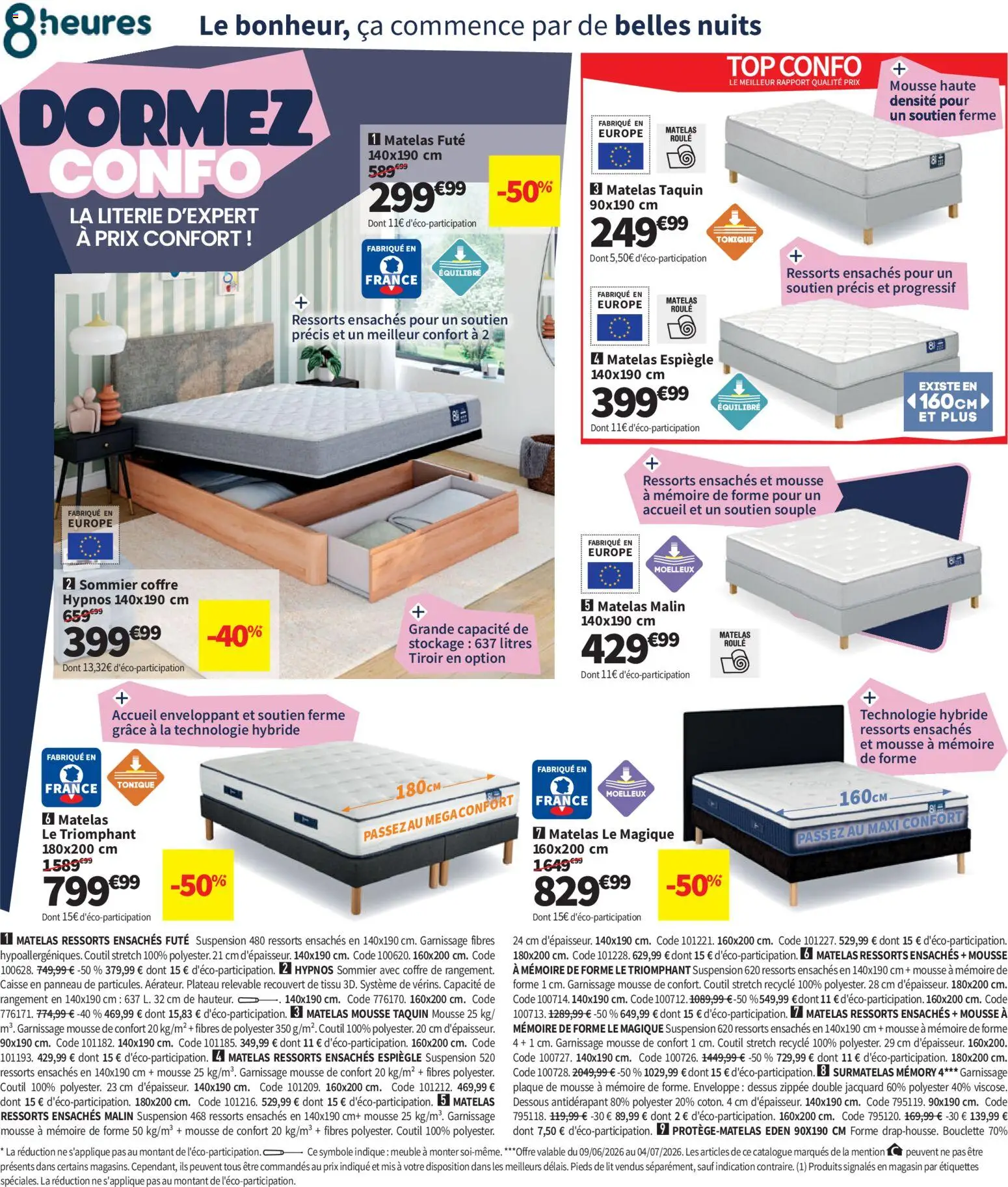 {H1} | Page: 4 | Produits: Plateau, Mousse, Suspension, Matelas