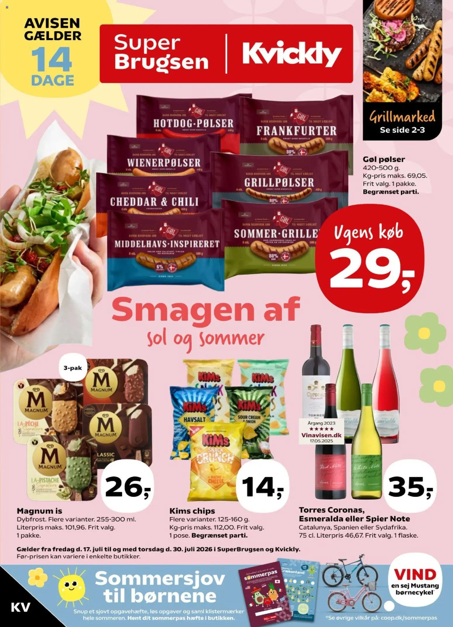 Kvickly tilbudsavis – gyldig fra 17/07/2026 | Side: 1 | Produkter: Cheddar, Pølser, Chips, Is