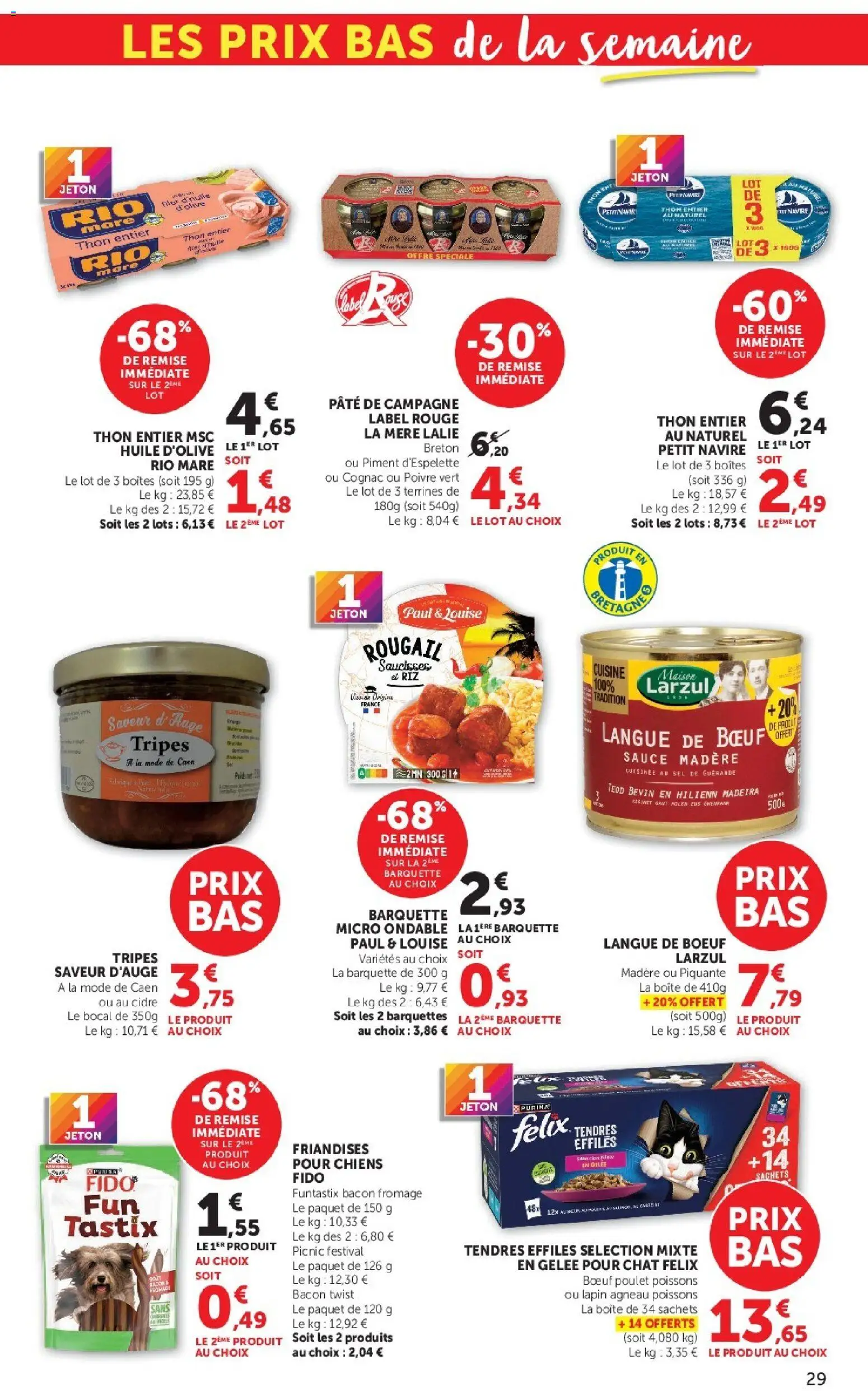 {H1} | Page: 29 | Produits: Lapin, Bacon, Langue de bœuf, Riz