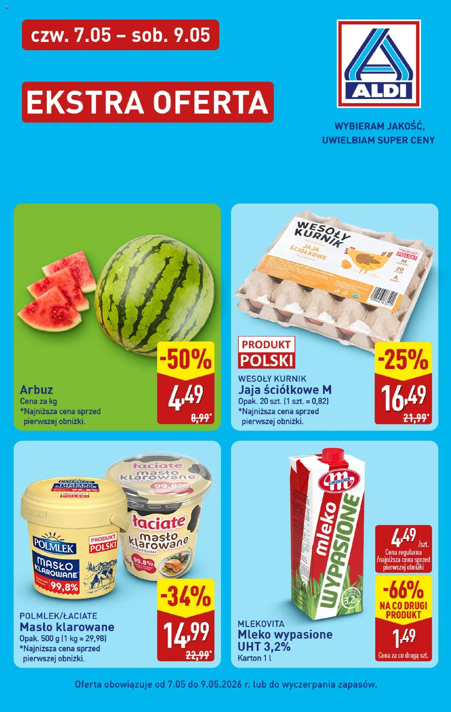 Aldi gazetka - Oferta specjalna II od 07.05.2026 | Strona: 2 | Produkty: Arbuz, Masło klarowane, Masło, Jaja