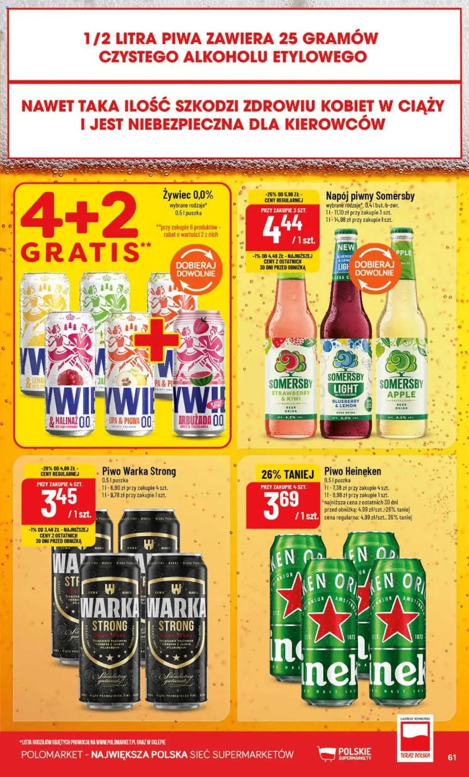 Nowa POLOmarket gazetka od jutra 09.09.2026 | Strona: 61 | Produkty: Pigwa, Piwo Warka, Somersby, Warka strong