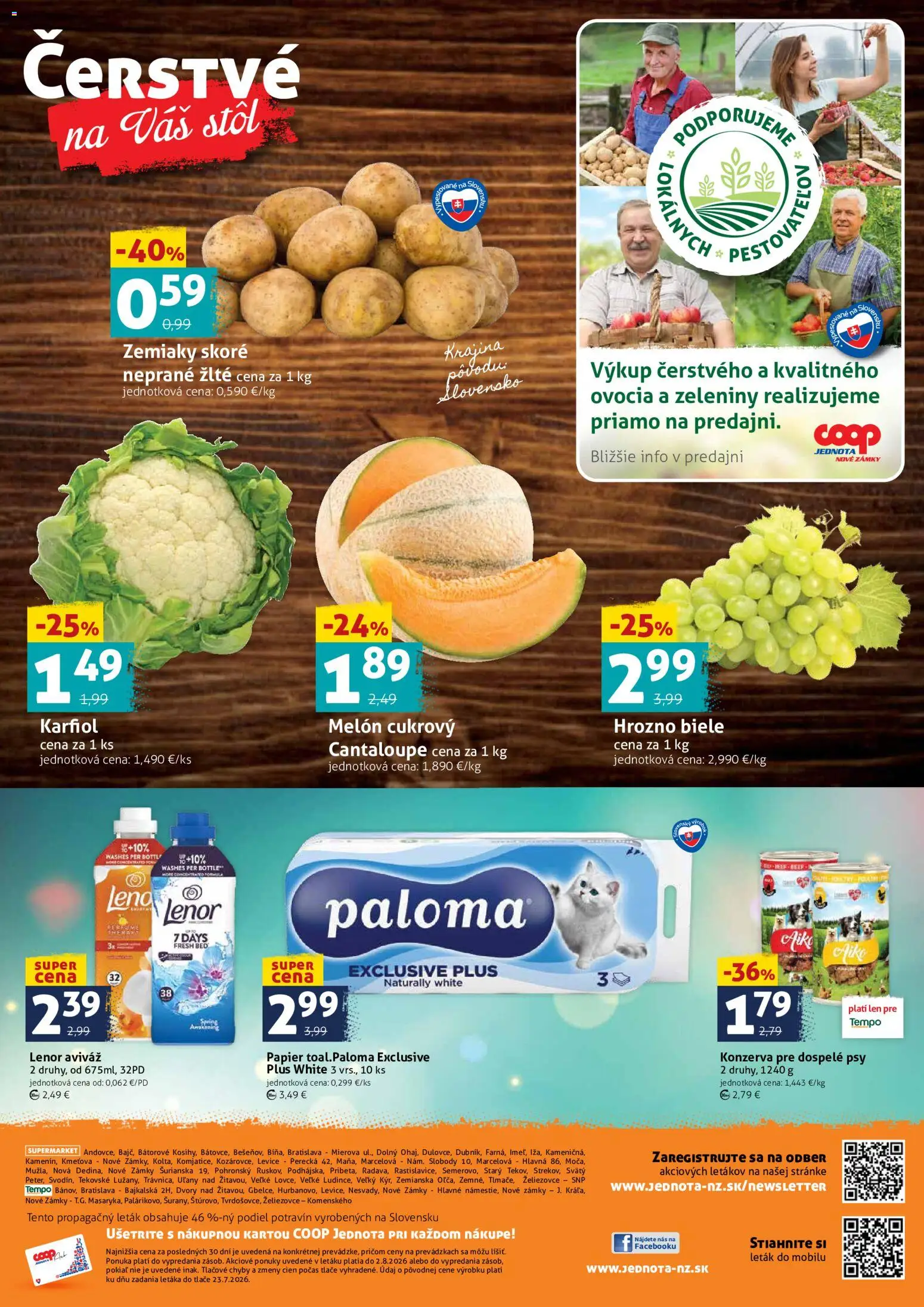 Nové COOP Jednota akcie – leták je platný od 31.07.2026 | Strana: 4 | Produkty: Stôl, Karfiol, Aviváž, Melón