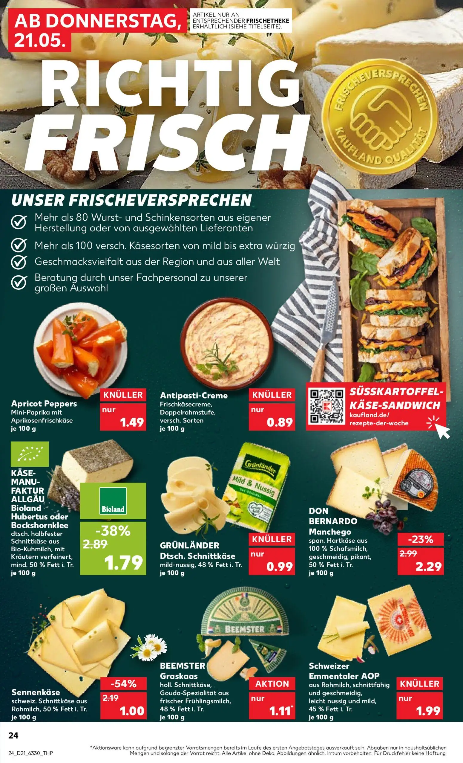Kaufland Prospekt Kiel	 – gültig ab 21.05.2026 | Seite: 24 | Produkte: Käse, Grunlander, Wurst