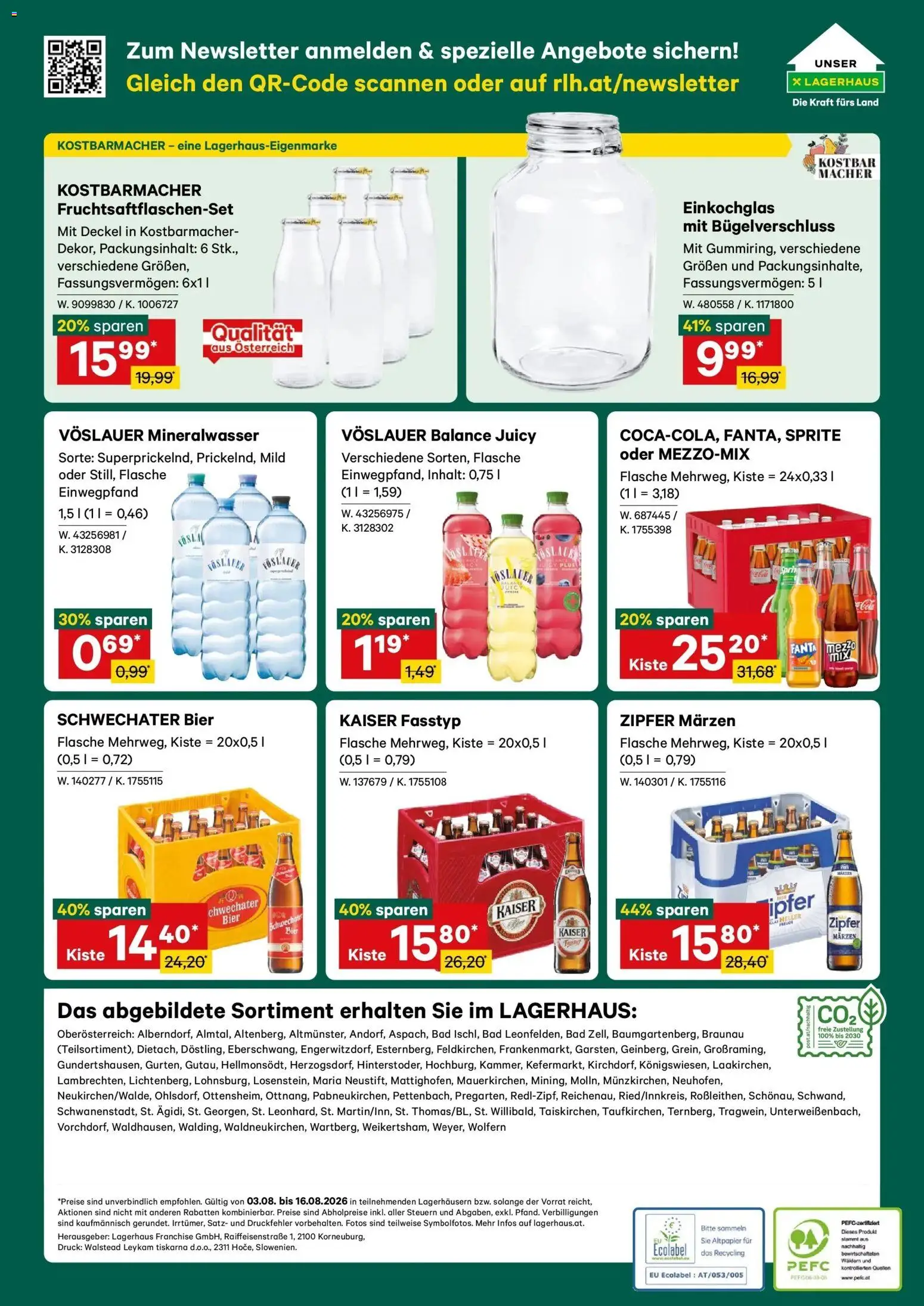 Lagerhaus Wochen Angebote gültig ab 03.08.2026 | Seite: 8 | Produkte: Mineralwasser, Fanta, Bad, Bier