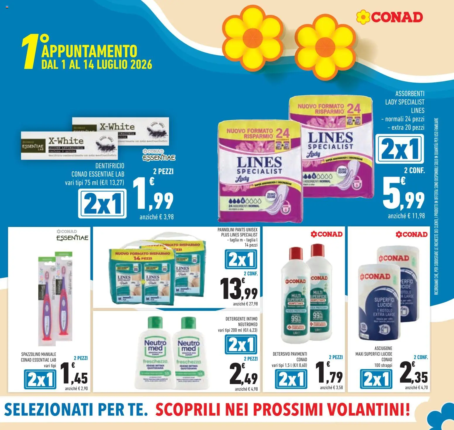Volantino Conad del 01/07/2026 | Pagina: 5 | Prodotti: Pannolini, Dentifricio, Detergente intimo, Detergente