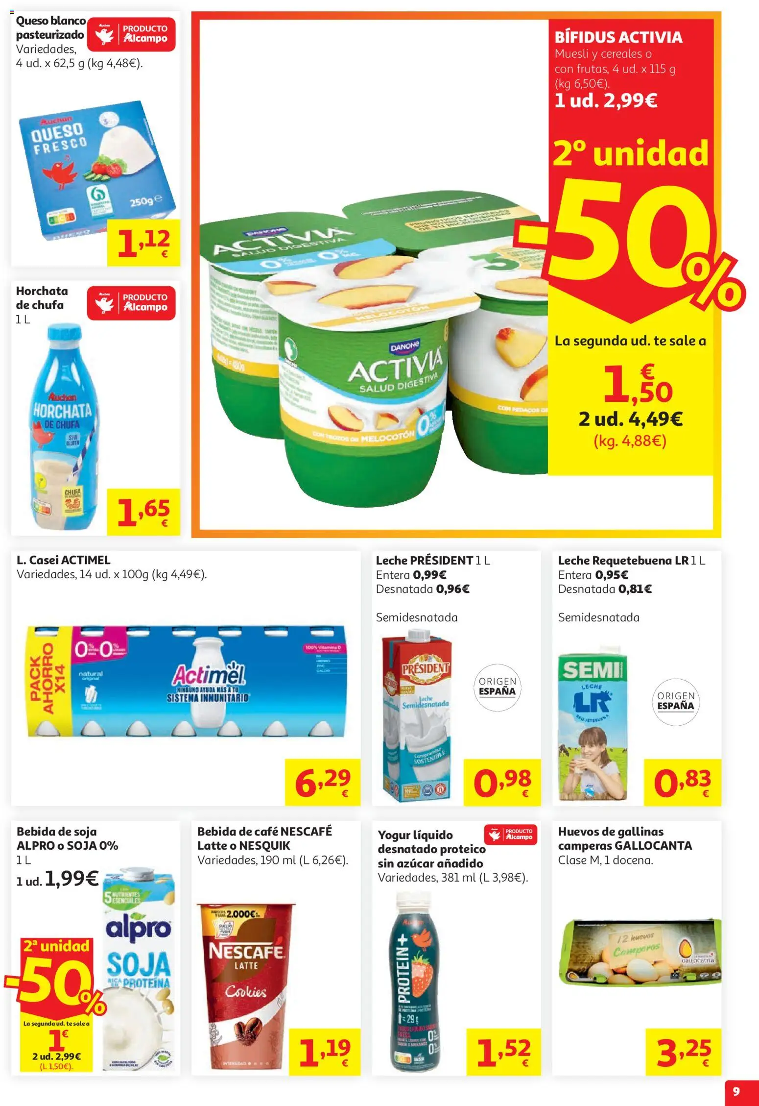 Alcampo Superstore Cat │ válido desde el 19.05.2026 | Página: 9 | Productos: Leche, Queso, Queso fresco, Bebida de soja