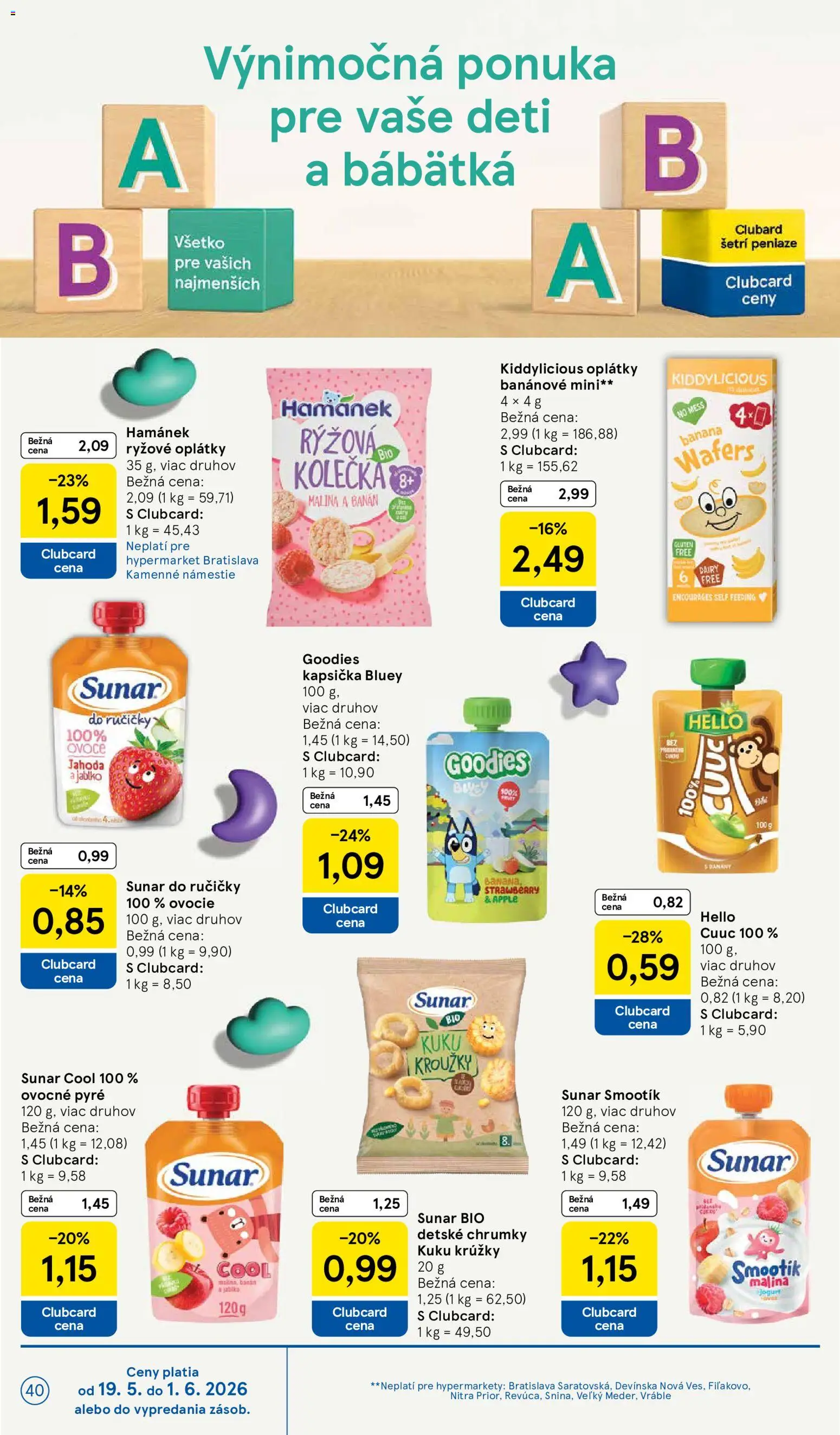 Nové Tesco akcie – leták je platný od 20.05.2026 | Strana: 40 | Produkty: Apple, Sunar, Ovocie