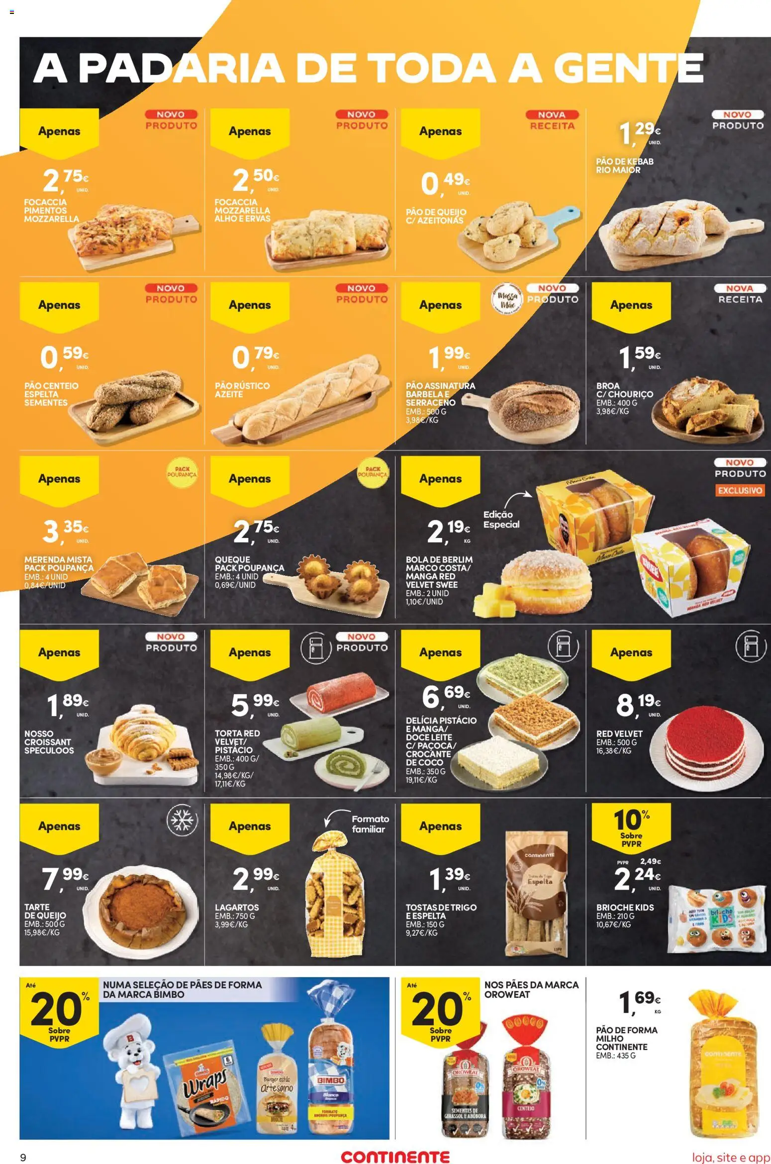 Continente Semanal Continente Bom Dia │ válido de 26.05.2026 | Página: 9 | Produtos: Pão de forma, Tostas, Pão, Abóbora