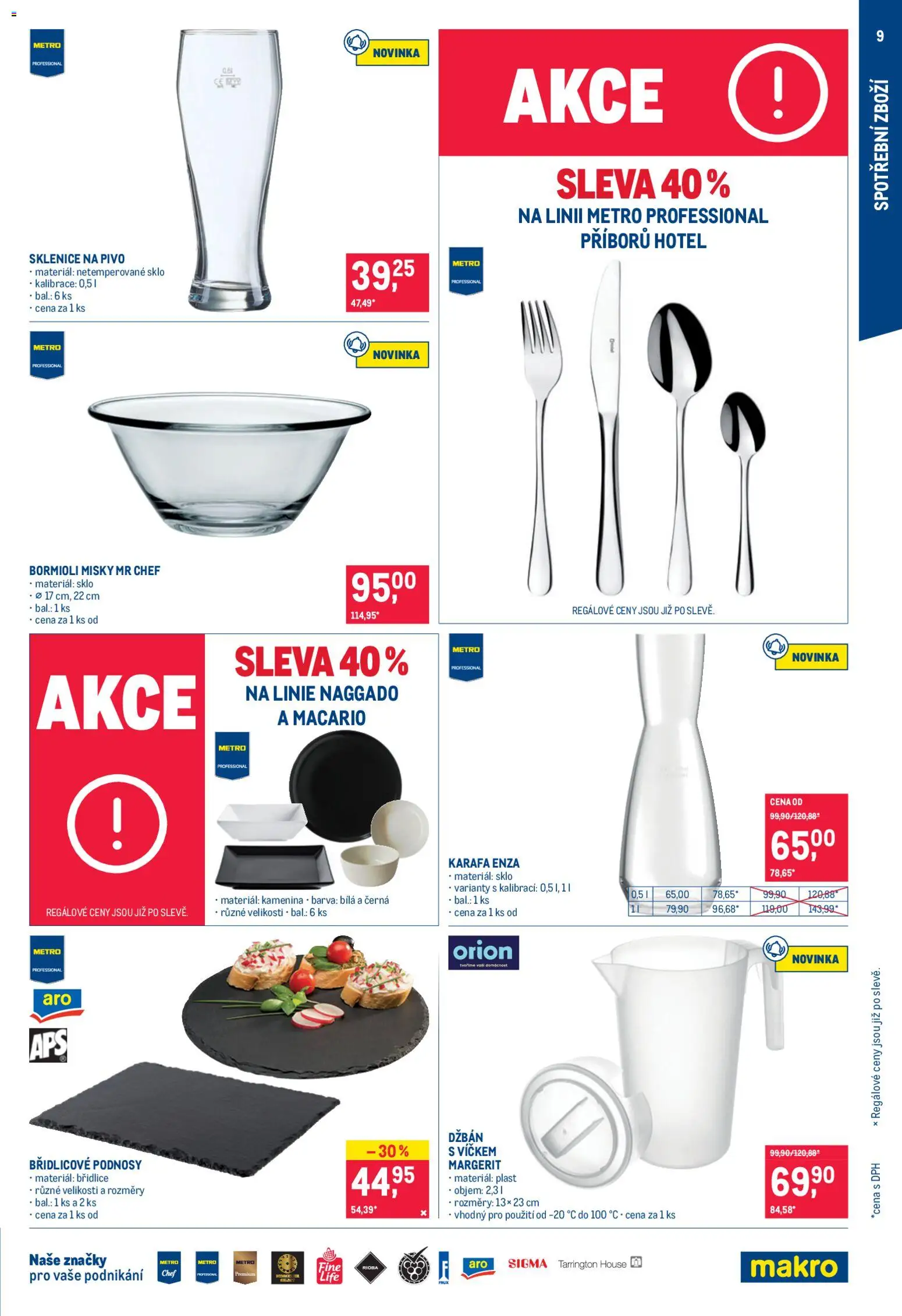 Makro leták - Nepotravinové zboží od 26.08.2026 | Strana: 9 | Produkty: Džbán, Pivo, Karafa, Sklenice
