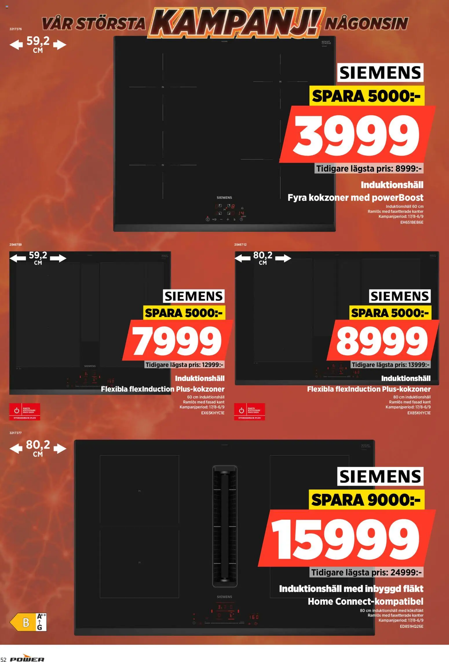Power reklamblad aktuell från 31/08/2026 | Sida: 52 | Produkter: Köksfläkt, Fläkt, Induktionshäll