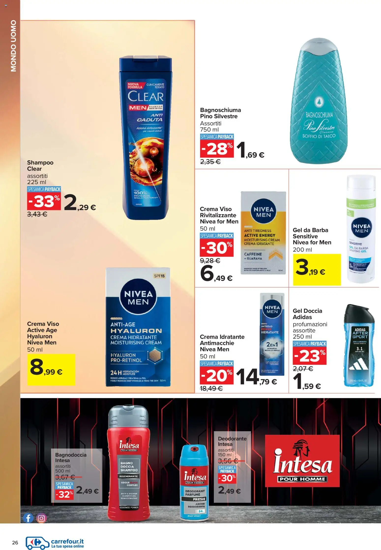 Volantino Carrefour del 10/07/2026 | Pagina: 26 | Prodotti: Shampoo, Bagnoschiuma, Crema viso, Doccia