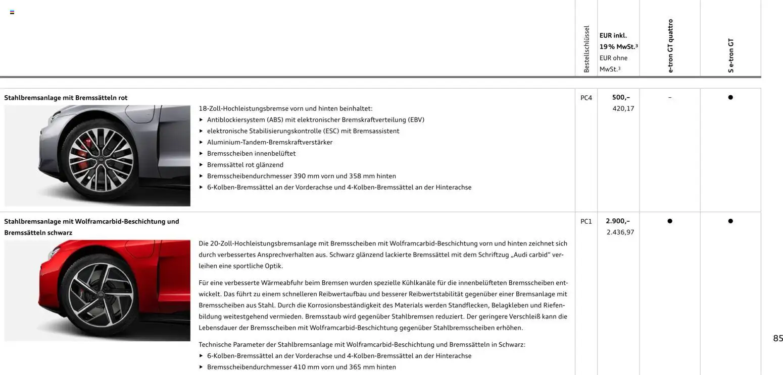 Audi e-tron GT – gültig ab 02.10.2026 | Seite: 85