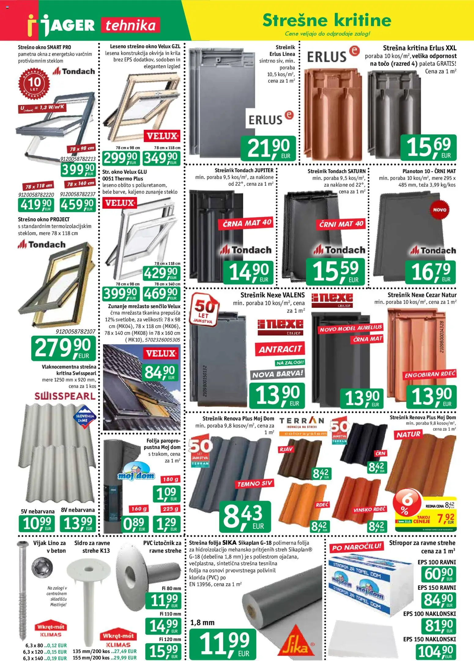 Novi Jager katalog ponudbe – veljaven od 03.06.2026 | Stran: 2 | Izdelki: Teza, Okno, Folija, Barva