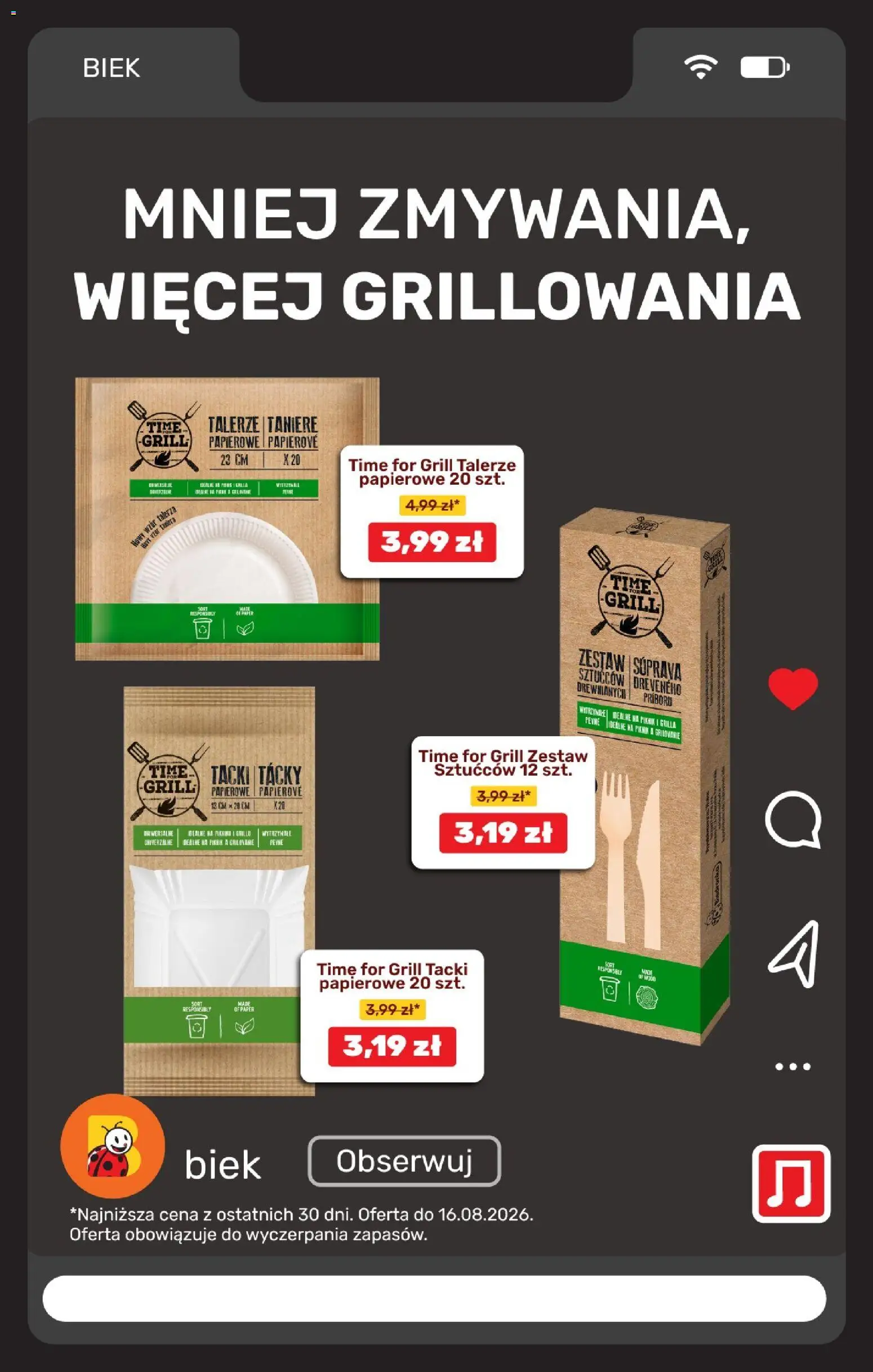 Biedronka gazetka - Biek od 13.08.2026 | Strona: 13 | Produkty: Grill, Talerze, Tacki papierowe