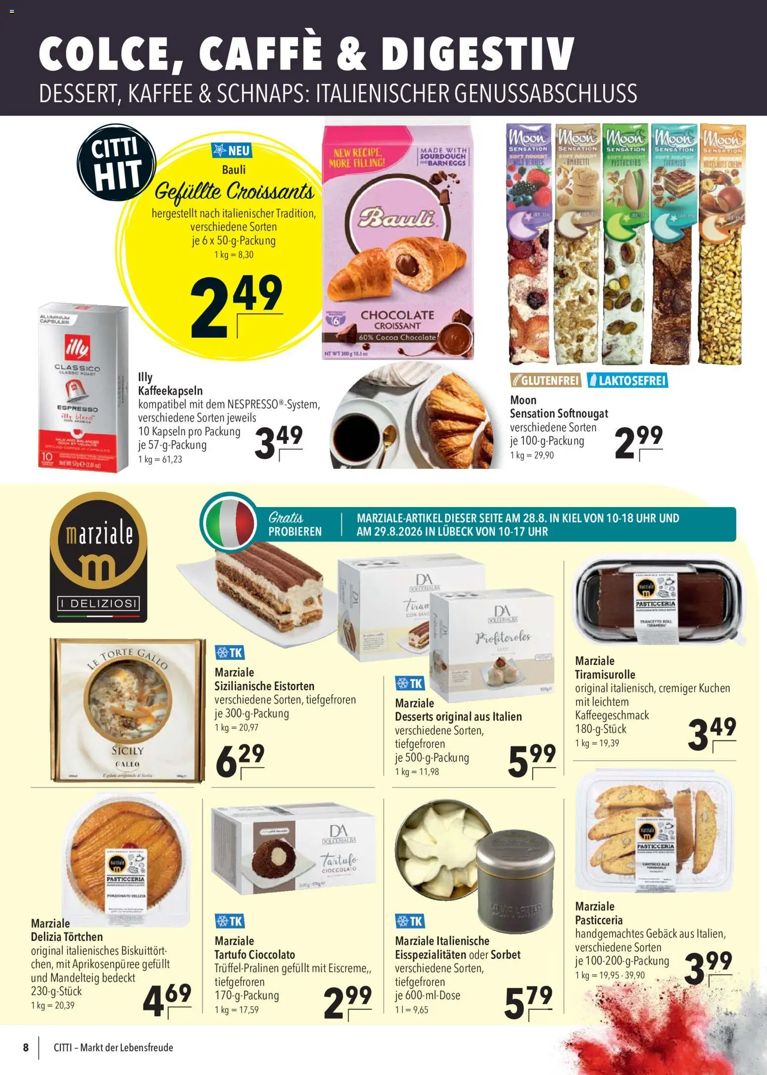 CITTI Markt Prospekt – gültig ab 26.08.2026 | Seite: 8 | Produkte: Kaffee, Eiscreme, Croissant, Uhr