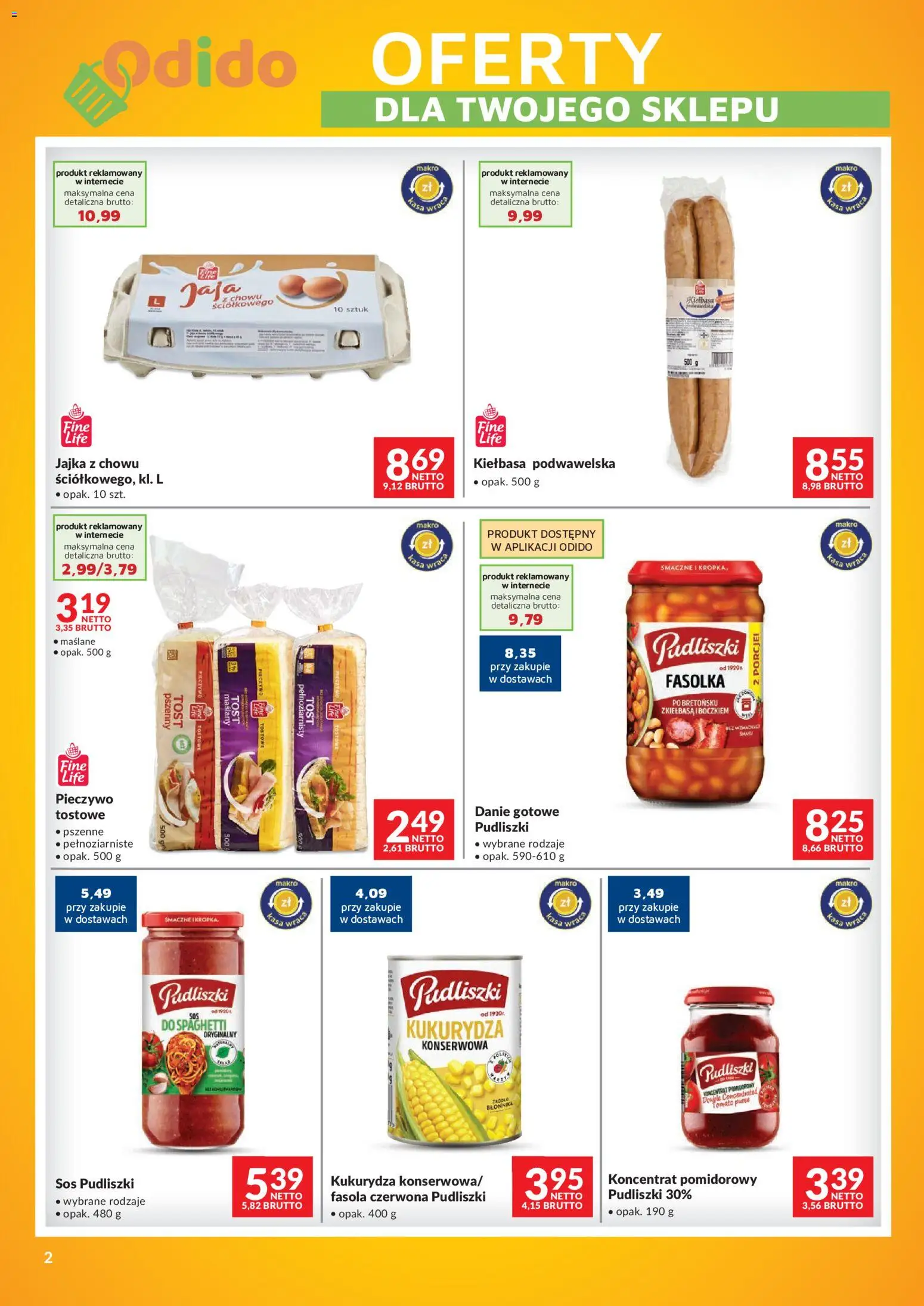Makro gazetka - Odido Oferty dla Twojego sklepu od 09.10.2026 | Strona: 2 | Produkty: Kiełbasa, Koncentrat pomidorowy, Fasola, Sos