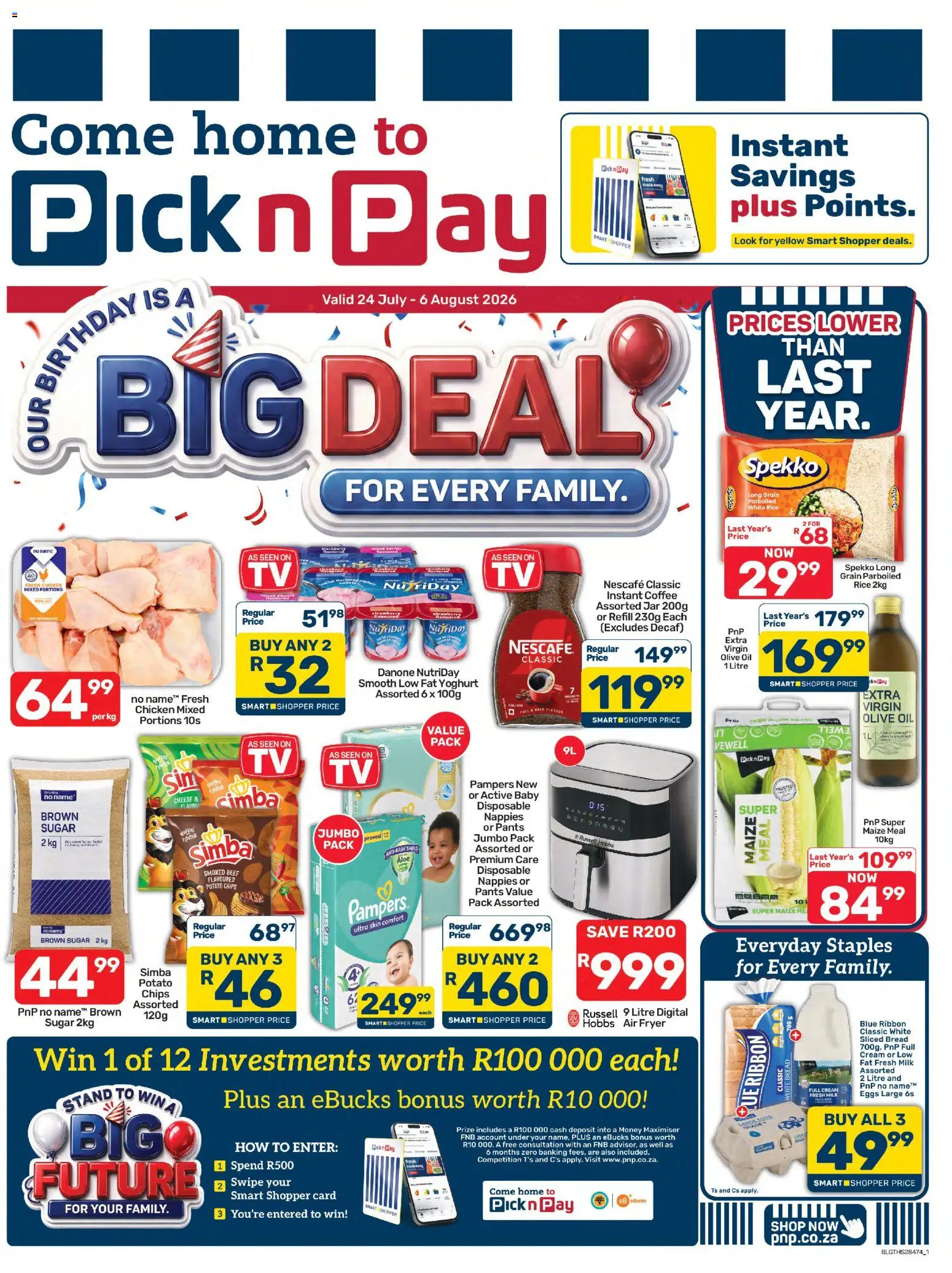 New Pick n Pay catalogue – valid from 24/07/2026 | Page: 1 | Products: Milk, Air fryer, Eggs, Cream