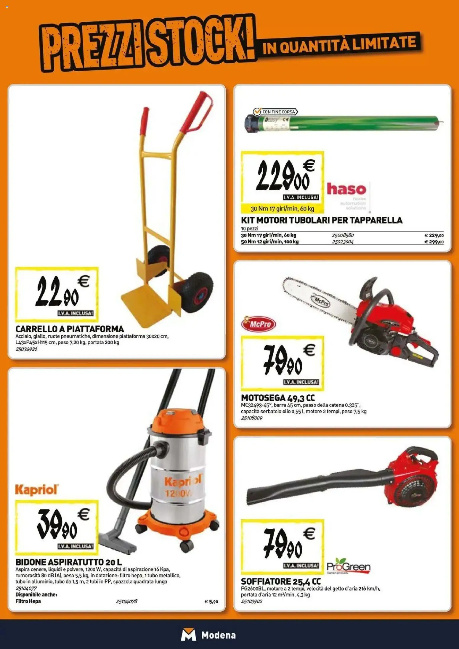 Nuovo TECNOMAT catalogo Modena dal 29/10/2026 > offerte anteprima 🛍️ | Pagina: 19 | Prodotti: Filtro HEPA, Olio, Carrello, Motosega