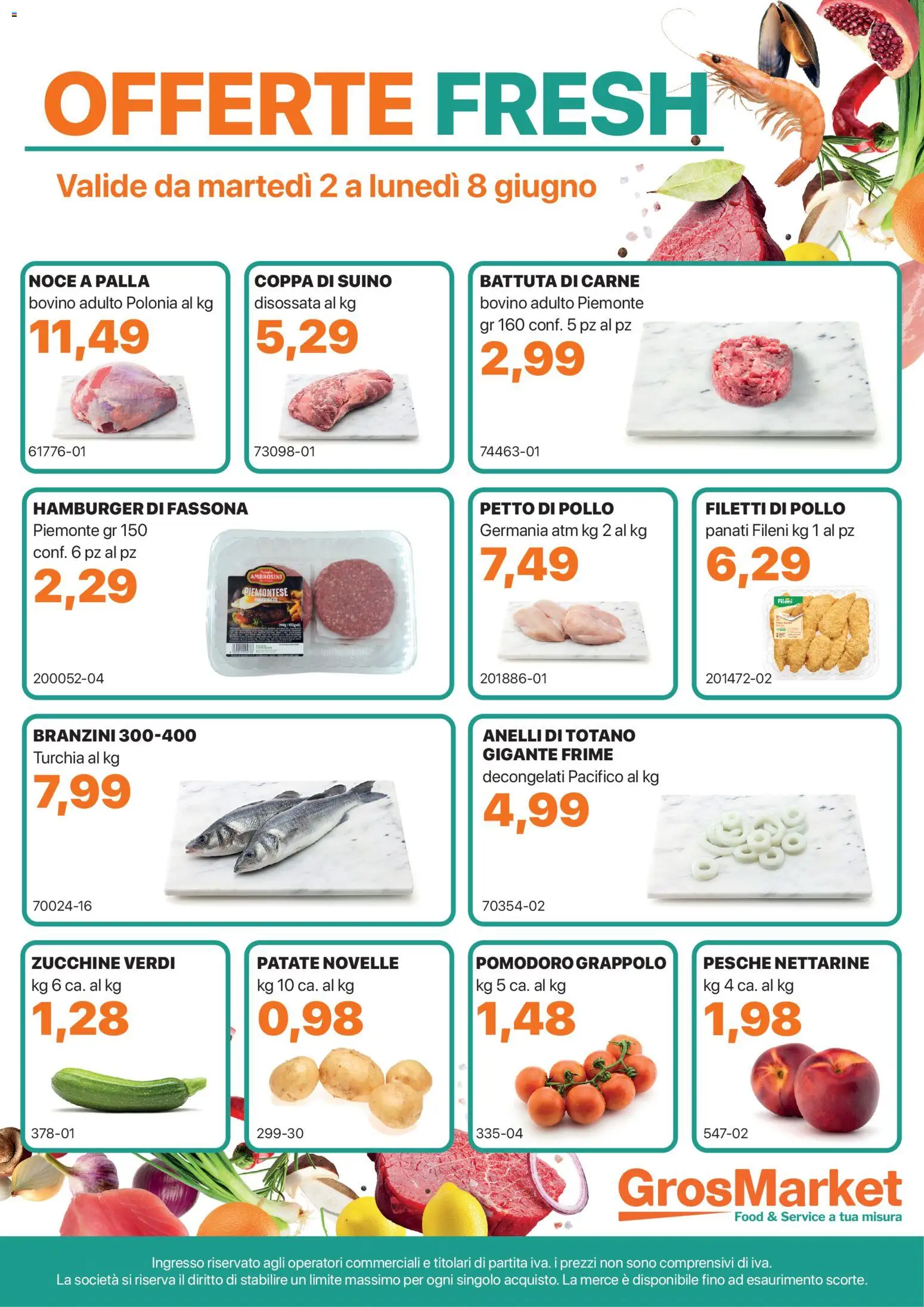 Volantino Sogegross del 02.06.2026 | Pagina: 1 | Prodotti: Bovino, Petto di Pollo, Pollo, Hamburger