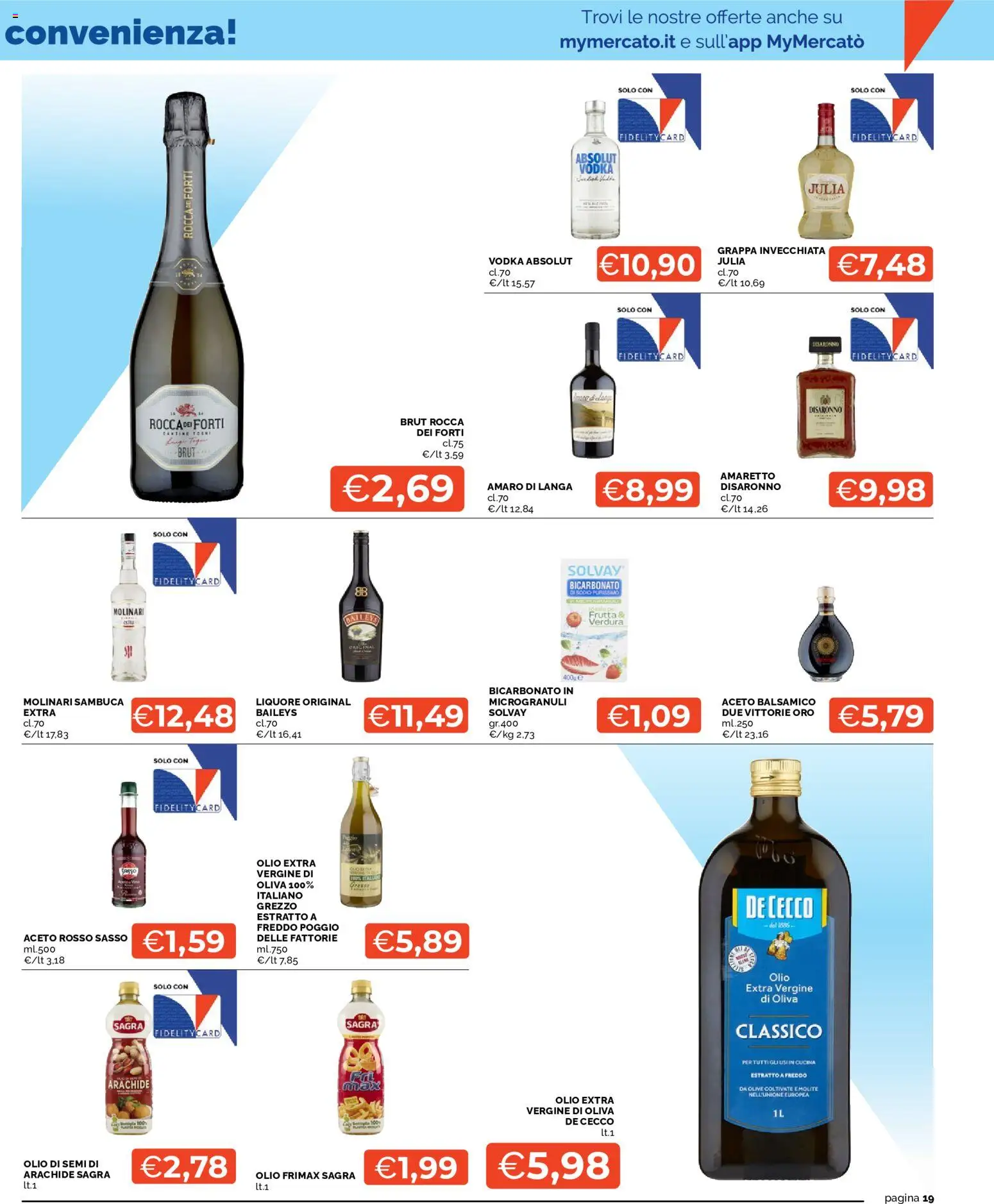 Volantino Mercatò del 01/10/2026 | Pagina: 19 | Prodotti: Amaretto, De Cecco, Aceto, Amaro